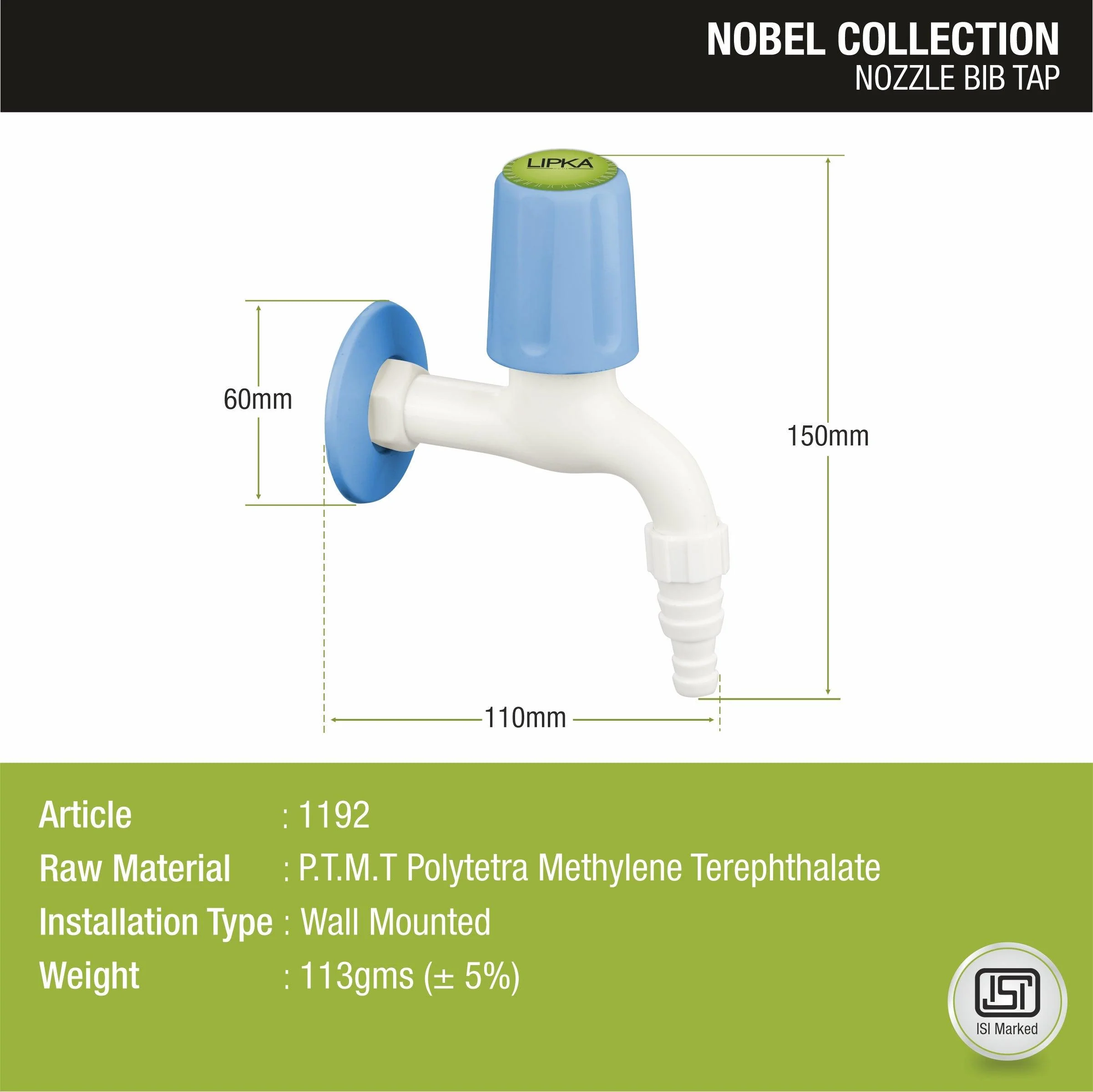 Nobel Nozzle Bib Tap PTMT Faucet - LIPKA - Image 2