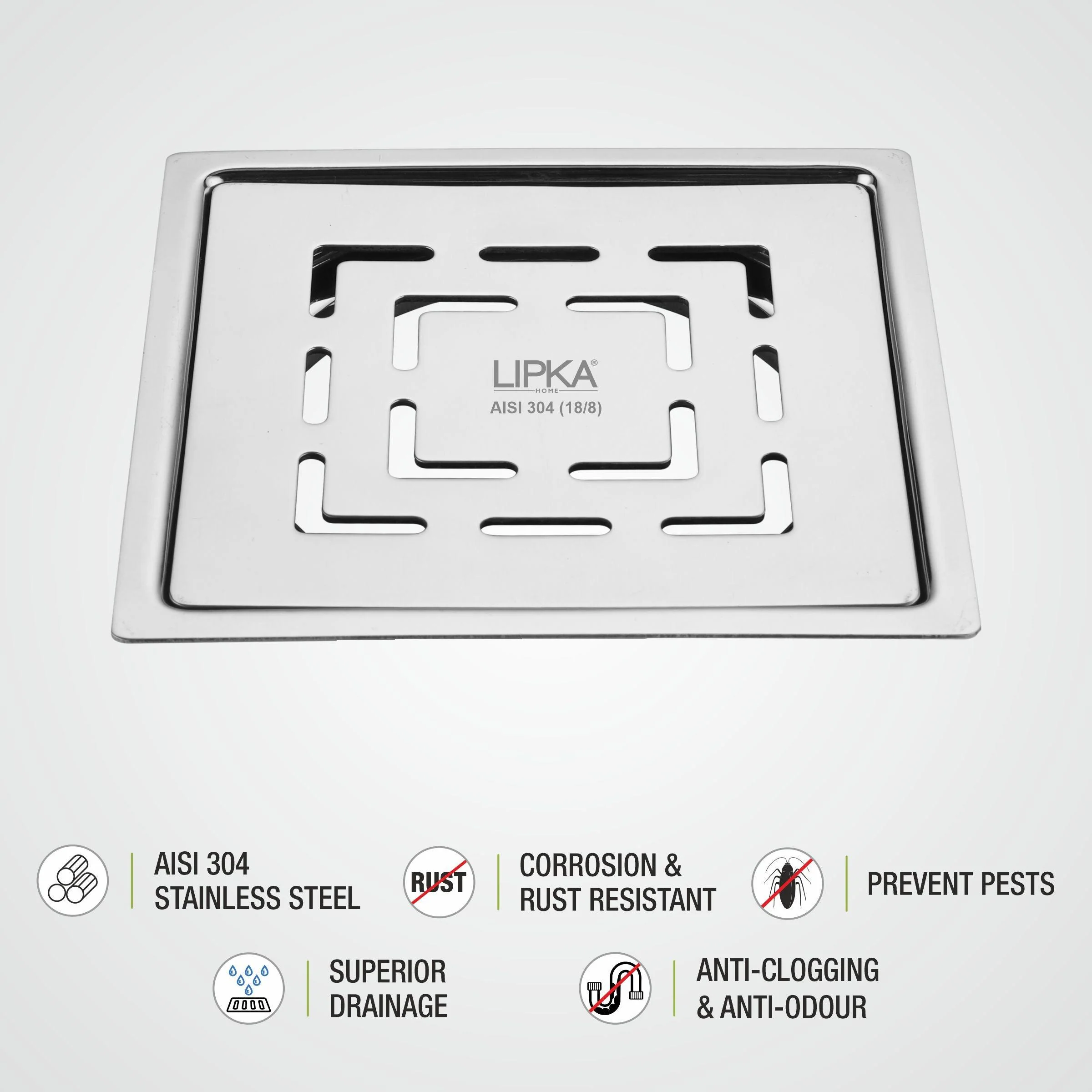 Orange Exclusive Square Flat Cut Floor Drain (5 x 5 Inches) - LIPKA - Image 4