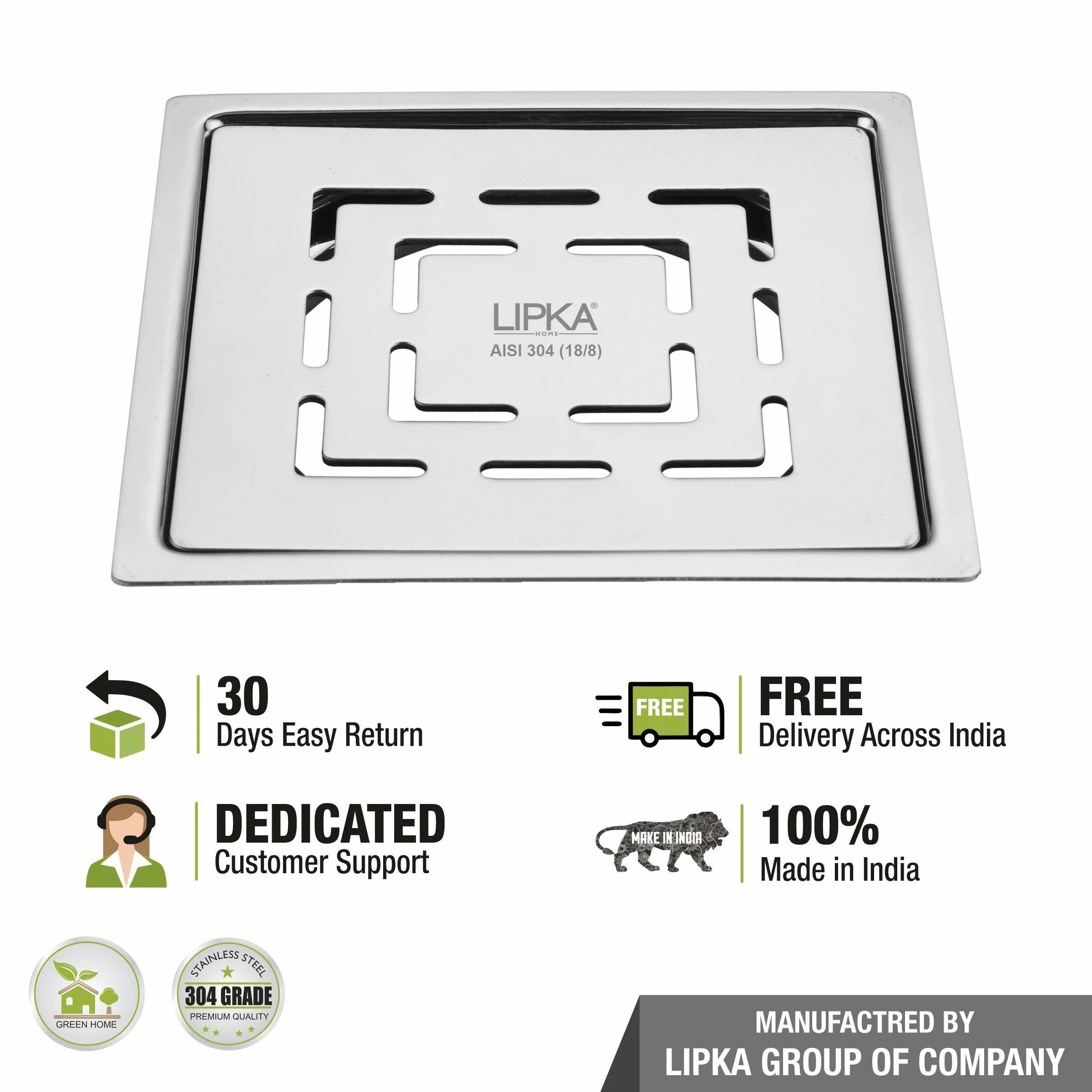 Orange Exclusive Square Flat Cut Floor Drain (5 x 5 Inches) - LIPKA - Image 5