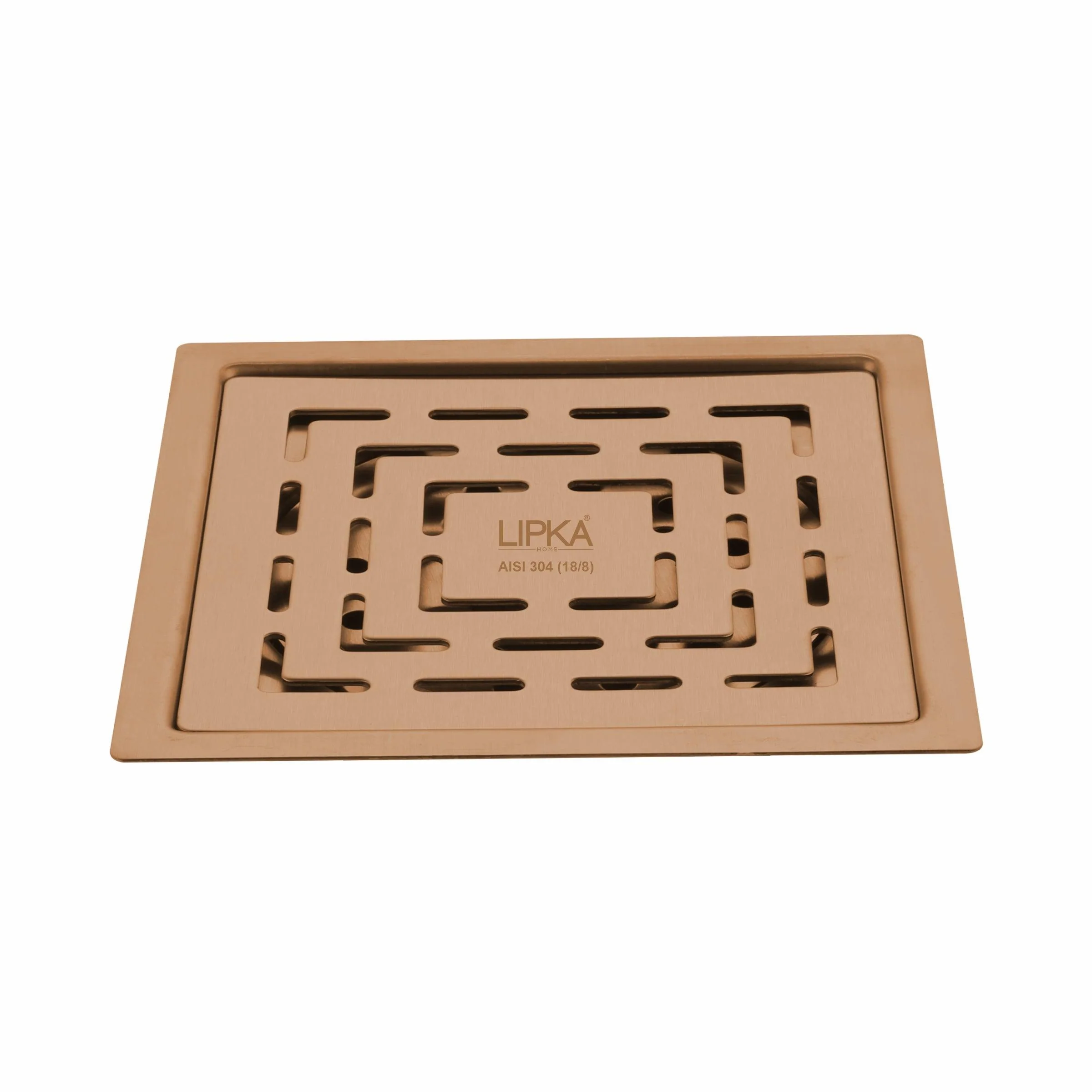 Orange Exclusive Square Flat Cut Floor Drain in Antique Copper PVD Coating (6 x 6 Inches) - LIPKA