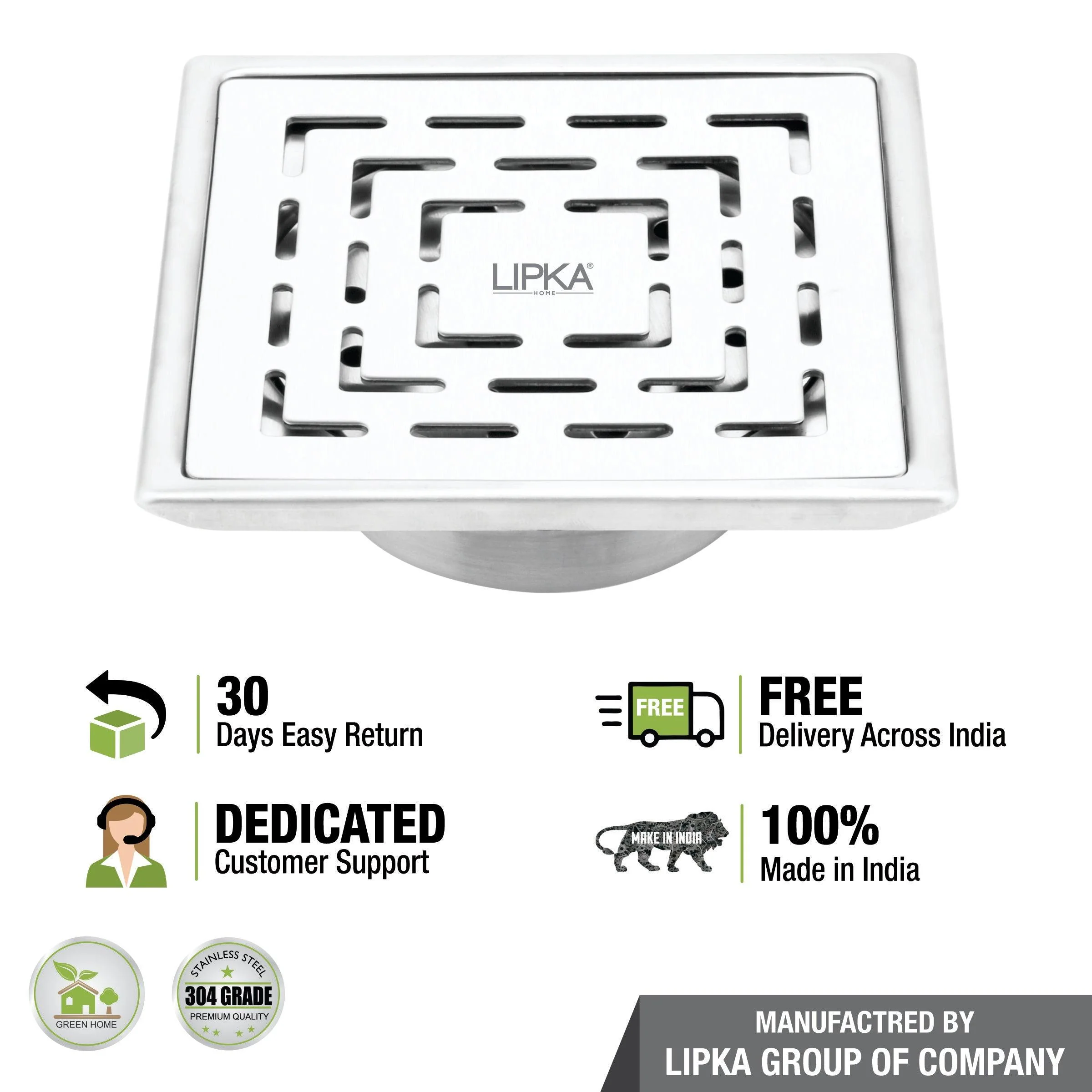 Orange Exclusive Square Floor Drain (5 x 5 Inches) with Cockroach Trap - LIPKA - Image 5