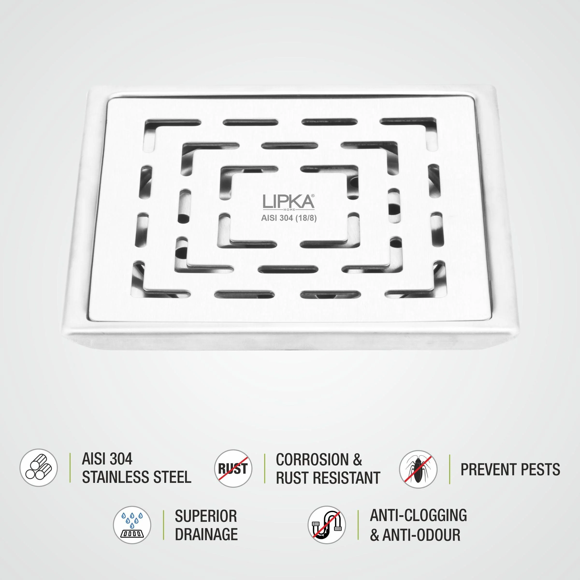 Orange Exclusive Square Floor Drain (6 x 6 Inches) - LIPKA - Image 4
