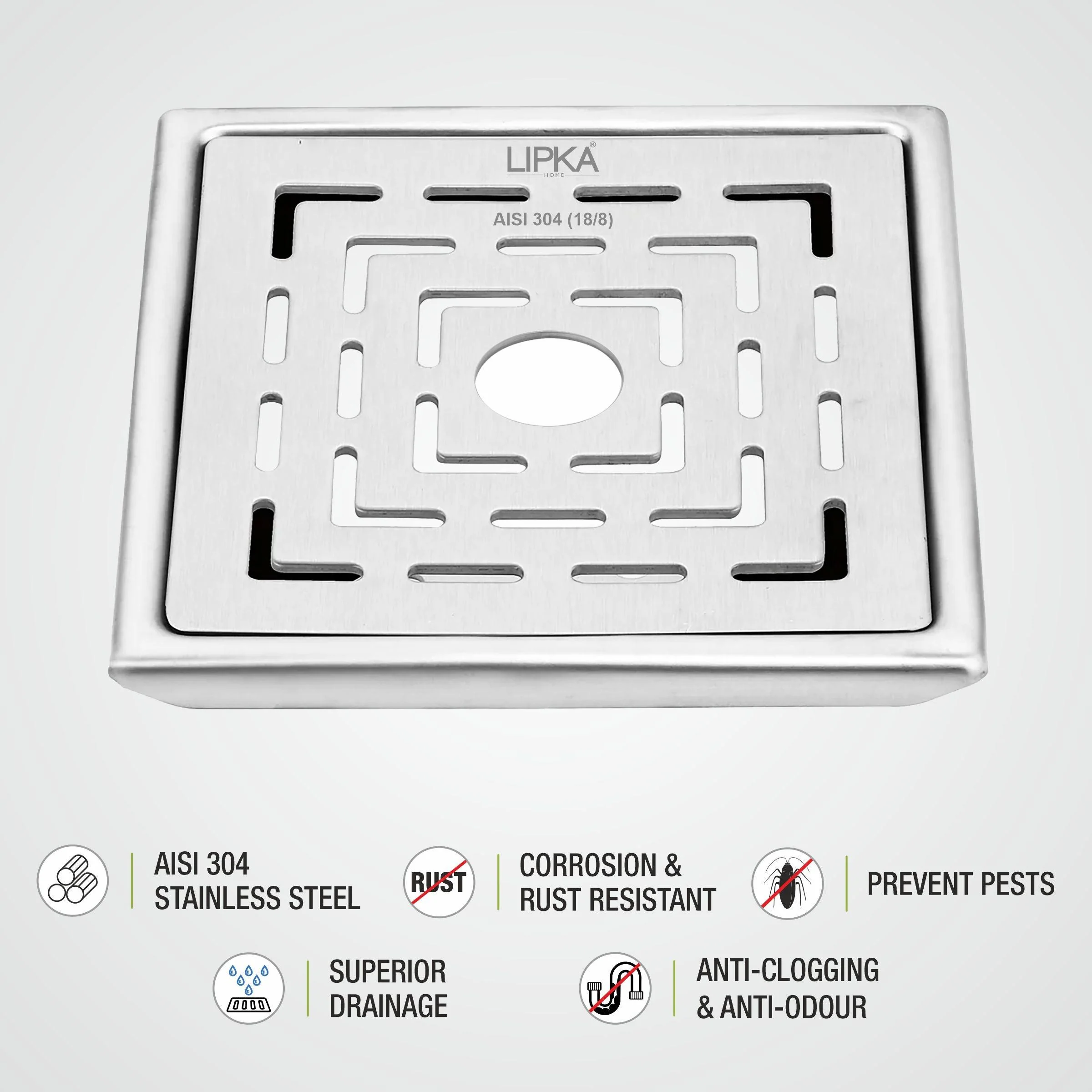 Orange Exclusive Square Floor Drain (6 x 6 Inches) with Hole - LIPKA - Image 3