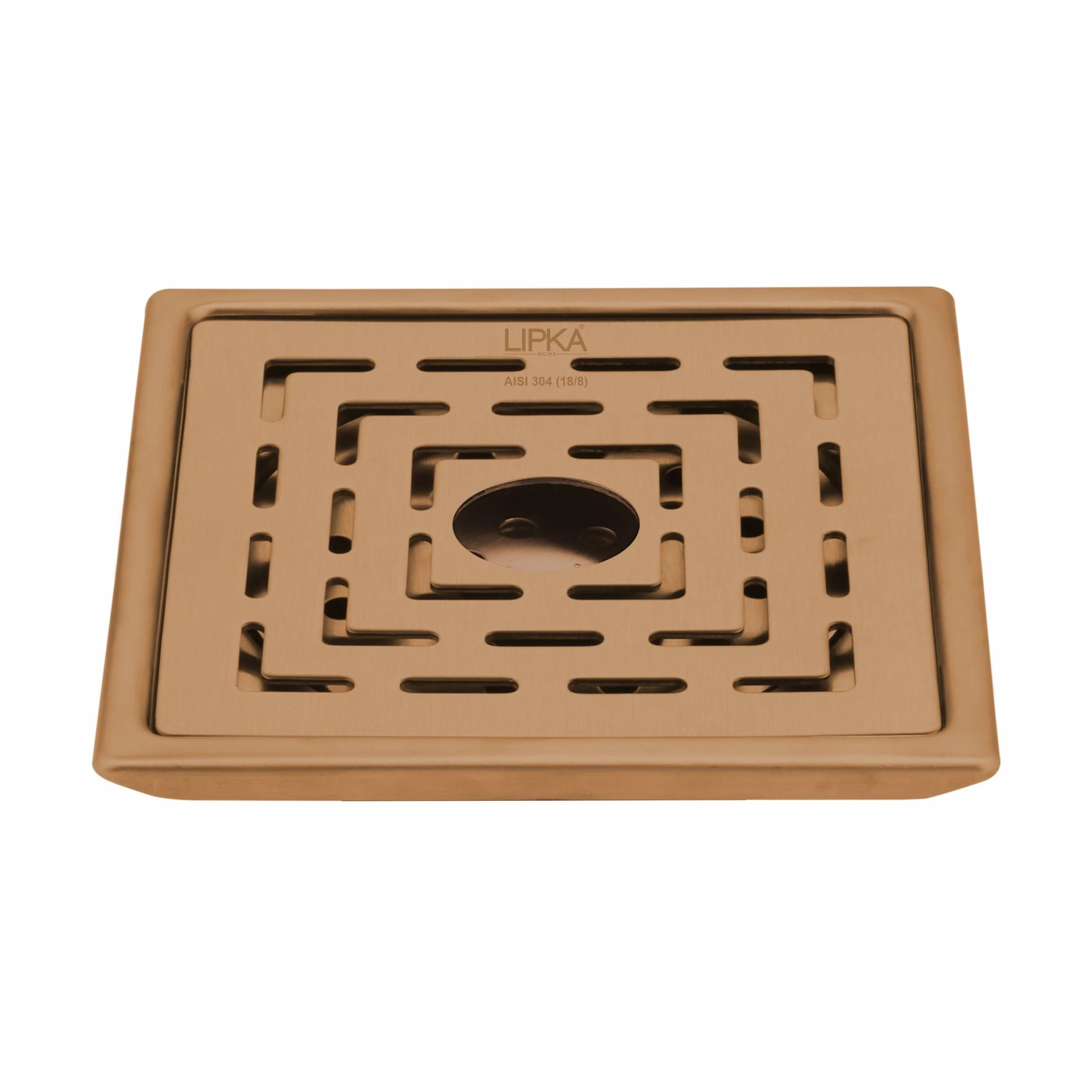 Orange Exclusive Square Floor Drain in Antique Copper PVD Coating (6 x 6 Inches) with Hole - LIPKA