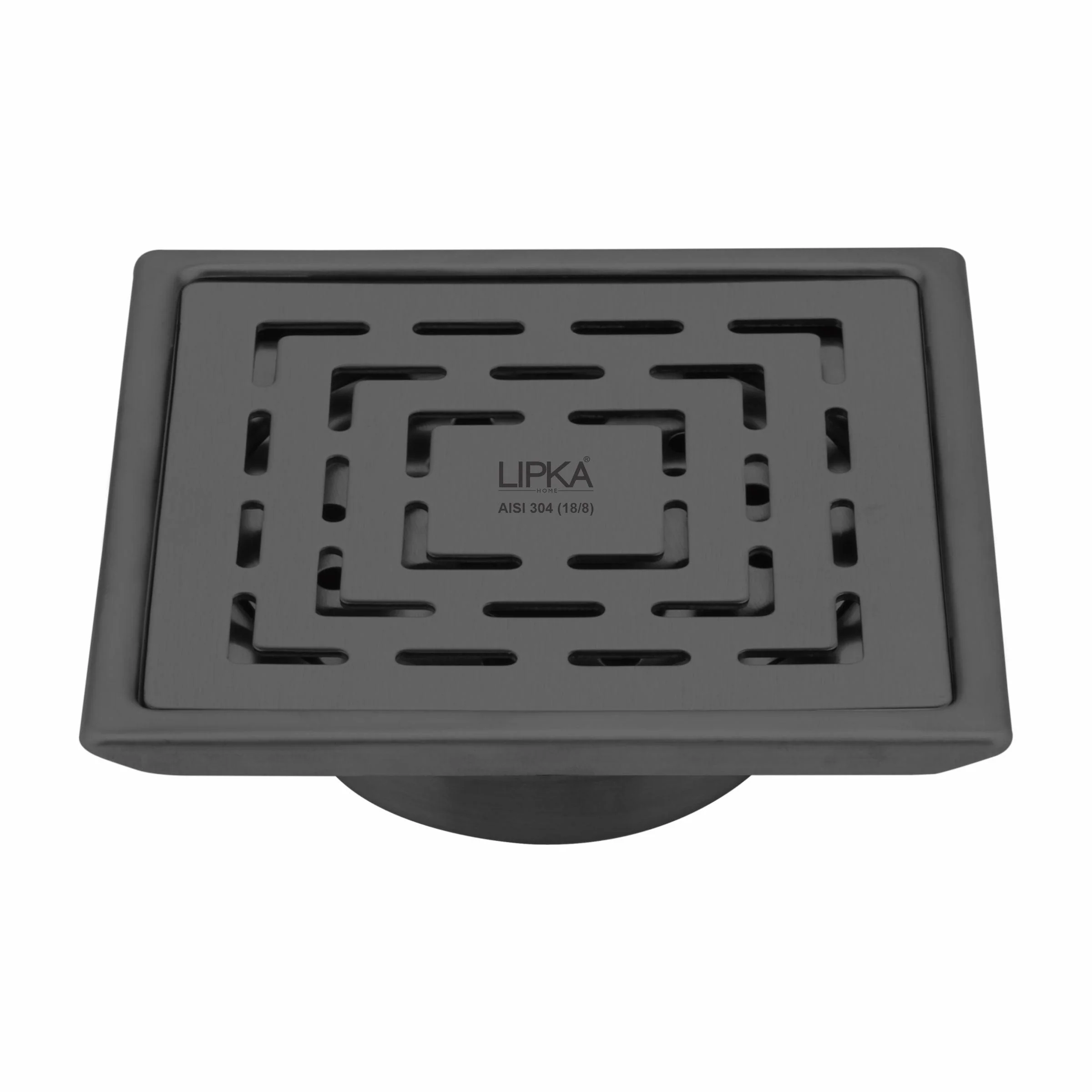 Orange Exclusive Square Floor Drain in Black PVD Coating (6 x 6 Inches) with Cockroach Trap - LIPKA