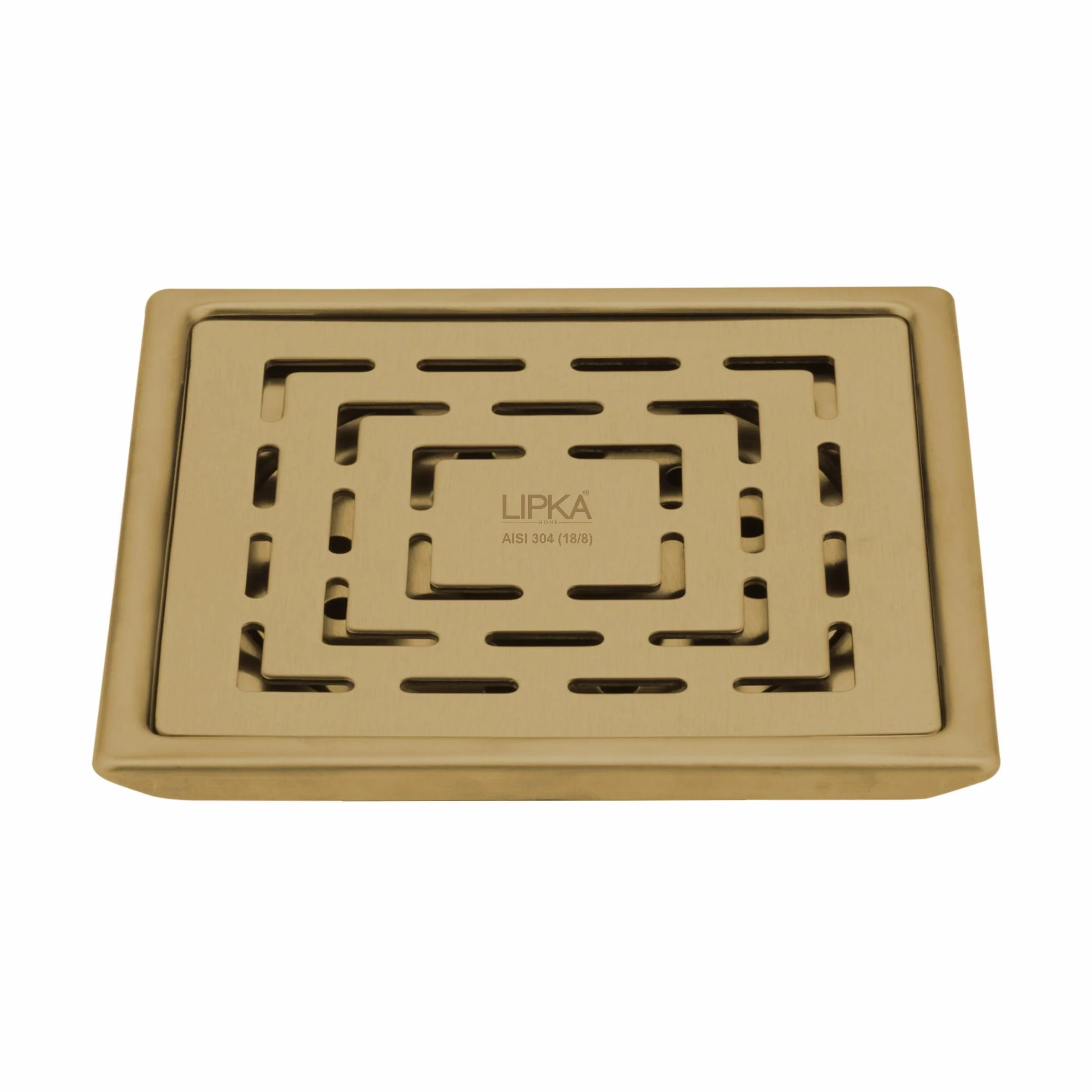 Orange Exclusive Square Floor Drain in Yellow Gold PVD Coating (5 x 5 Inches) - LIPKA