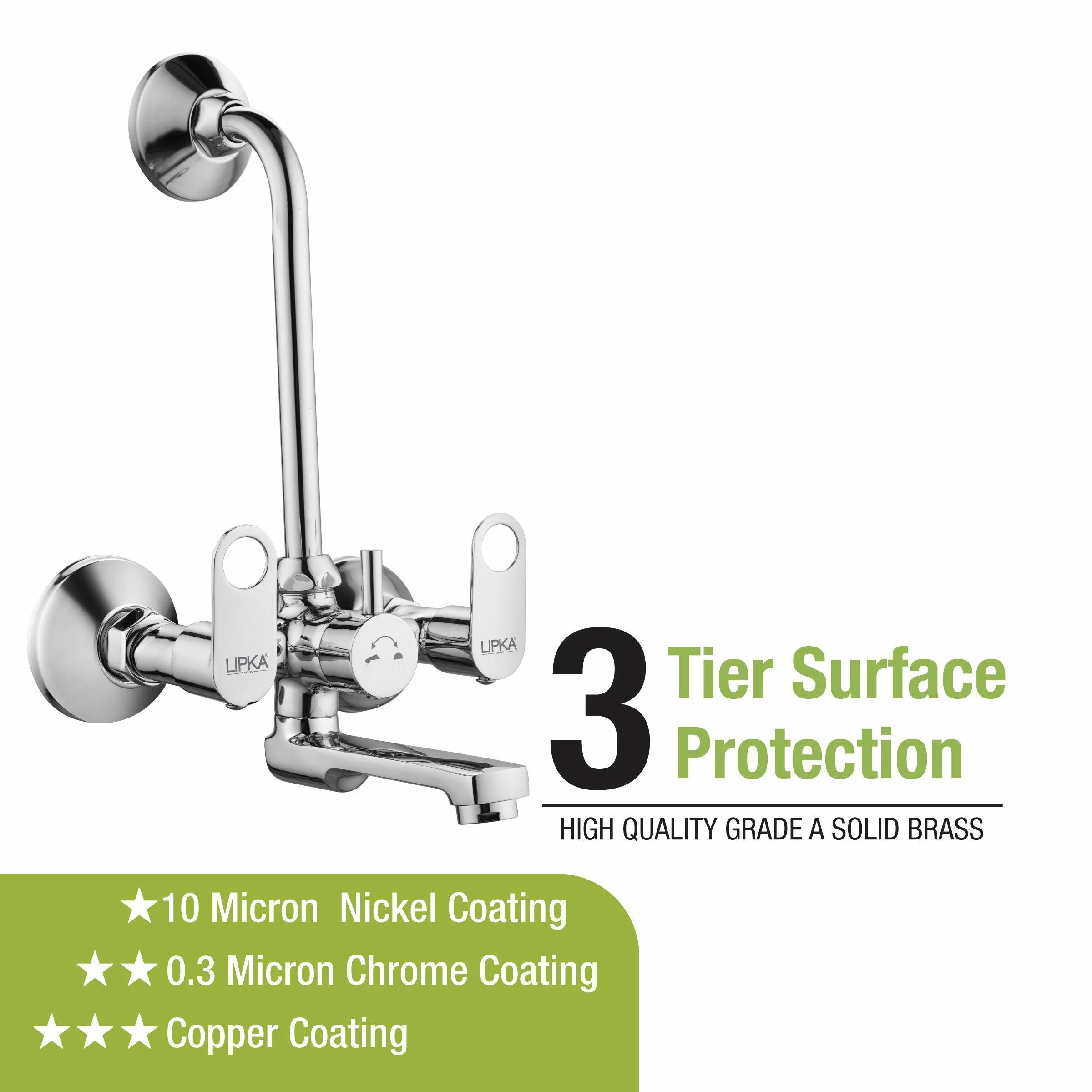 Orbiter Wall Mixer Brass Faucet with L Bend - LIPKA - Image 4