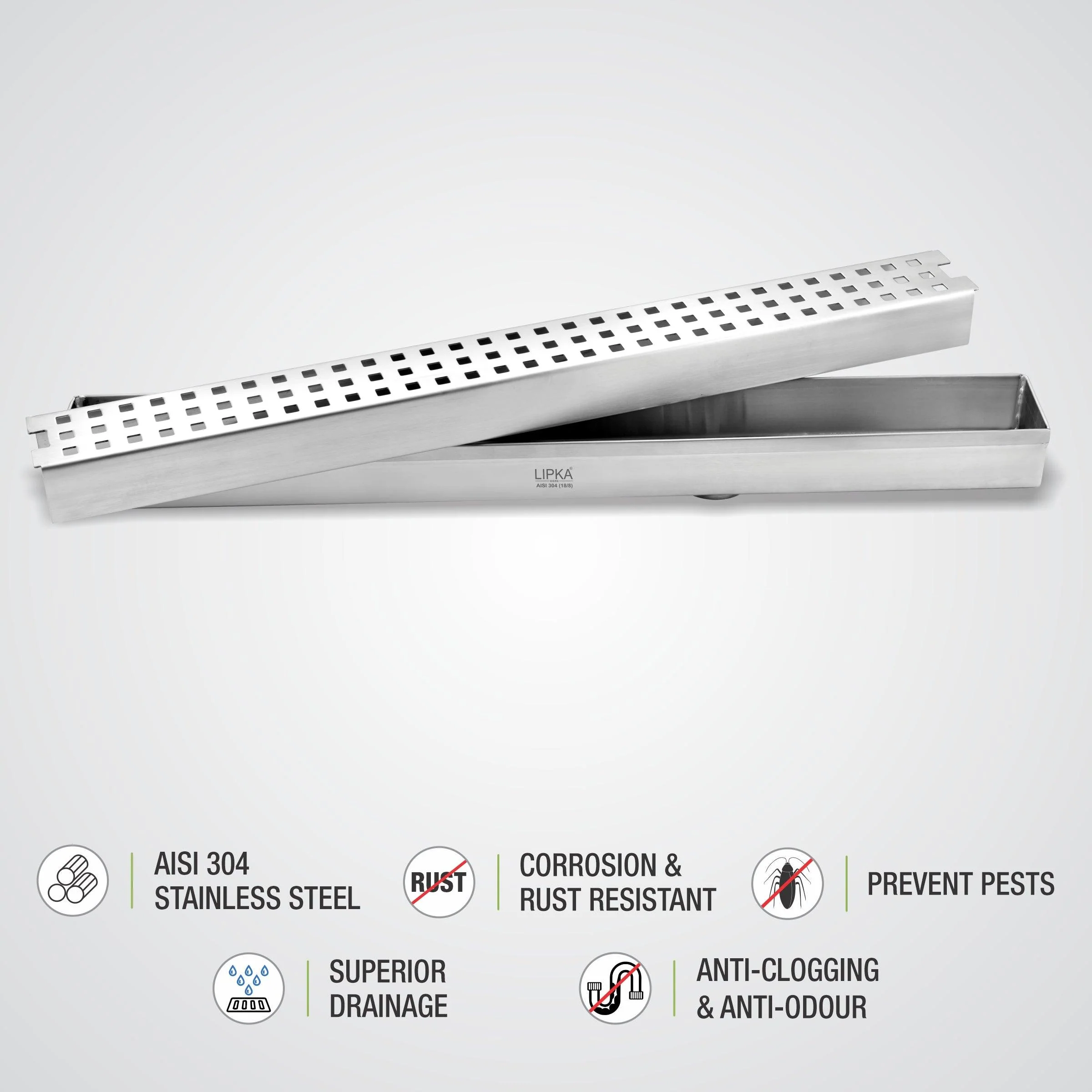 Palo Shower Drain Channel 304-Grade (12 x 2 Inches) - LIPKA - Image 4