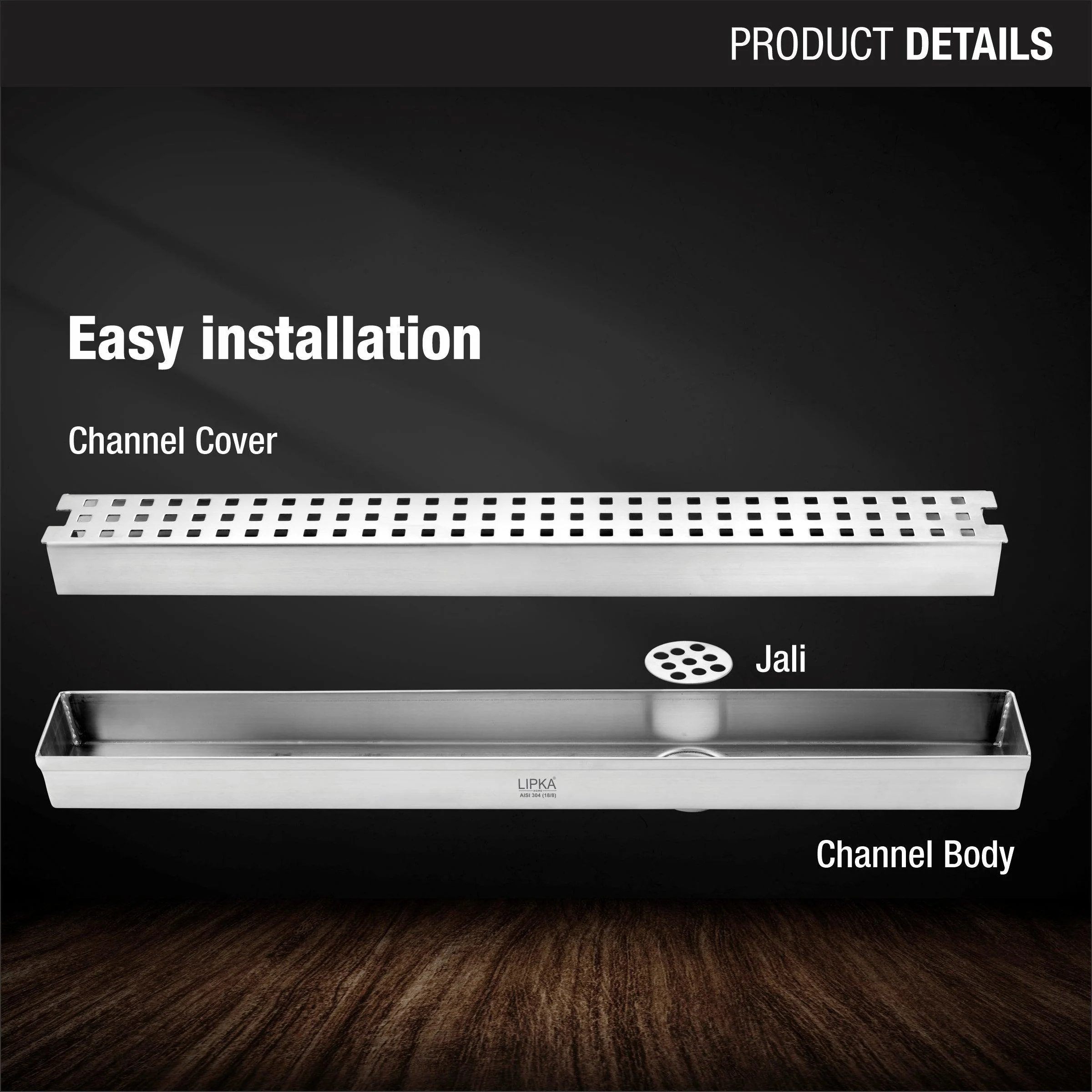 Palo Shower Drain Channel 304-Grade (40 x 2 Inches) - LIPKA - Image 3