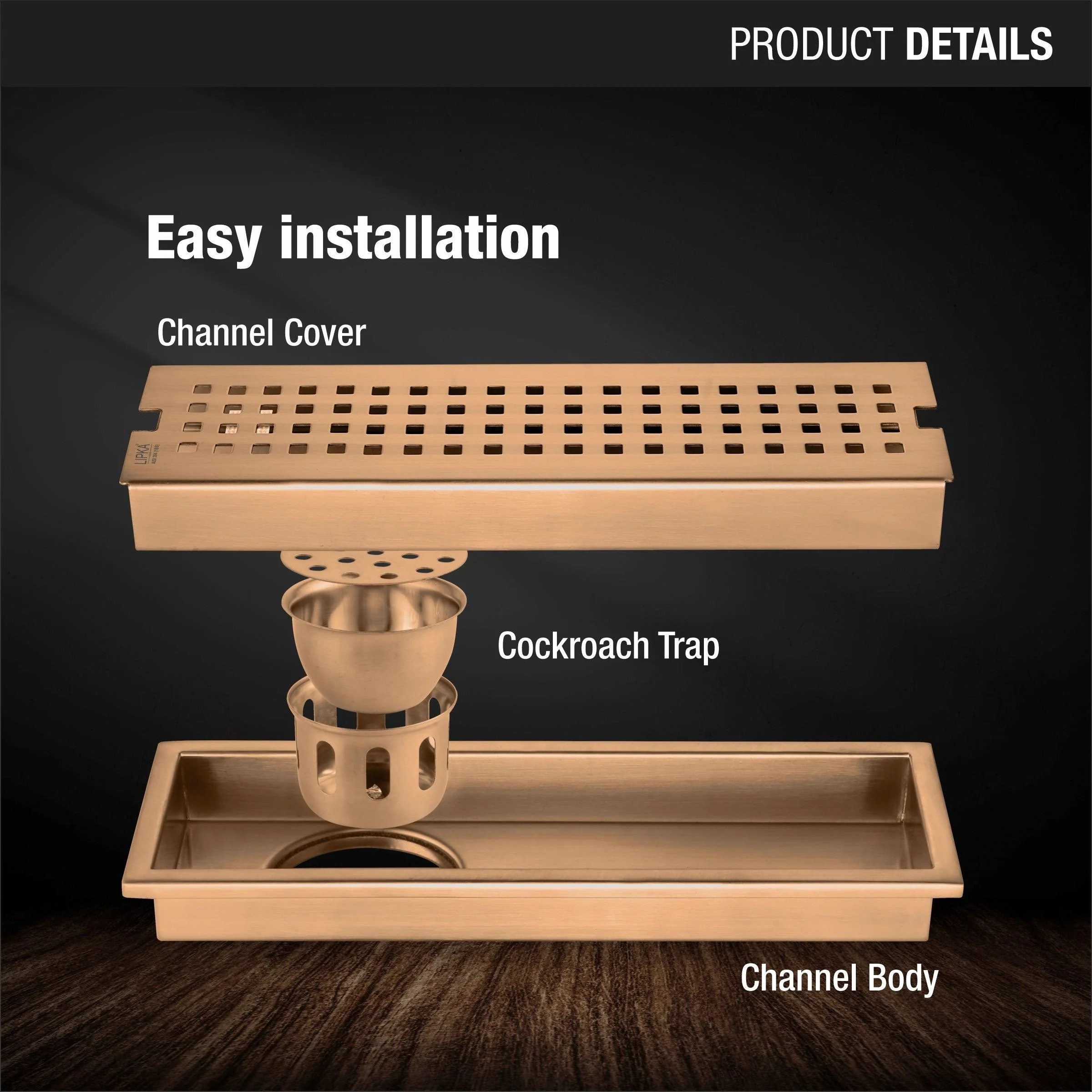 Palo Shower Drain Channel - Antique Copper (12 x 4 Inches) - LIPKA - Image 3