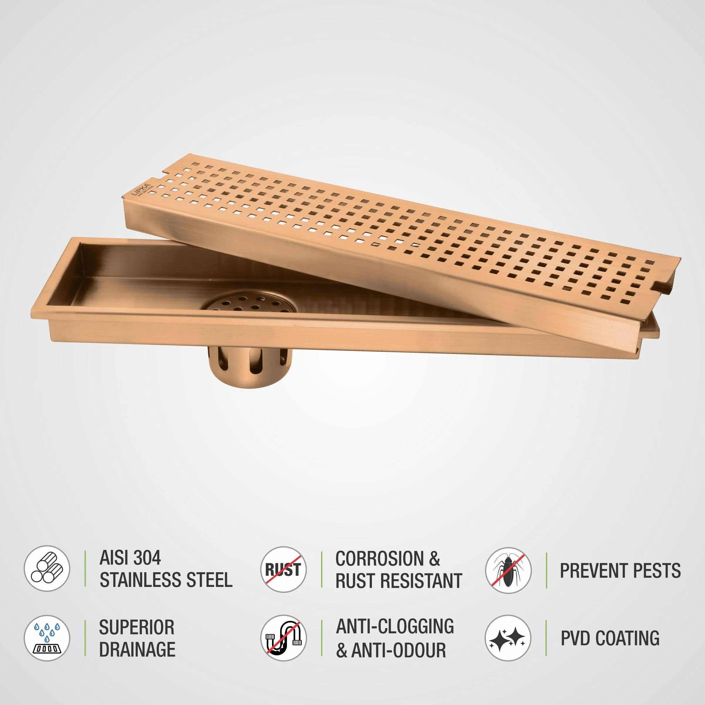 Palo Shower Drain Channel - Antique Copper (32 x 4 Inches) - LIPKA - Image 4