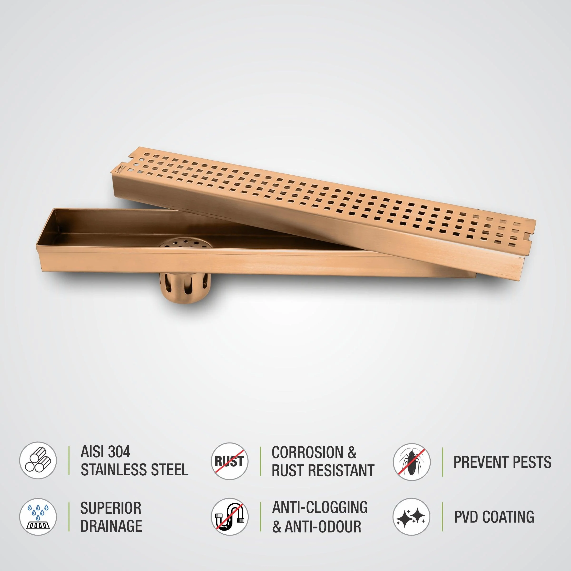 Palo Shower Drain Channel - Antique Copper (36 x 3 Inches) - LIPKA - Image 4