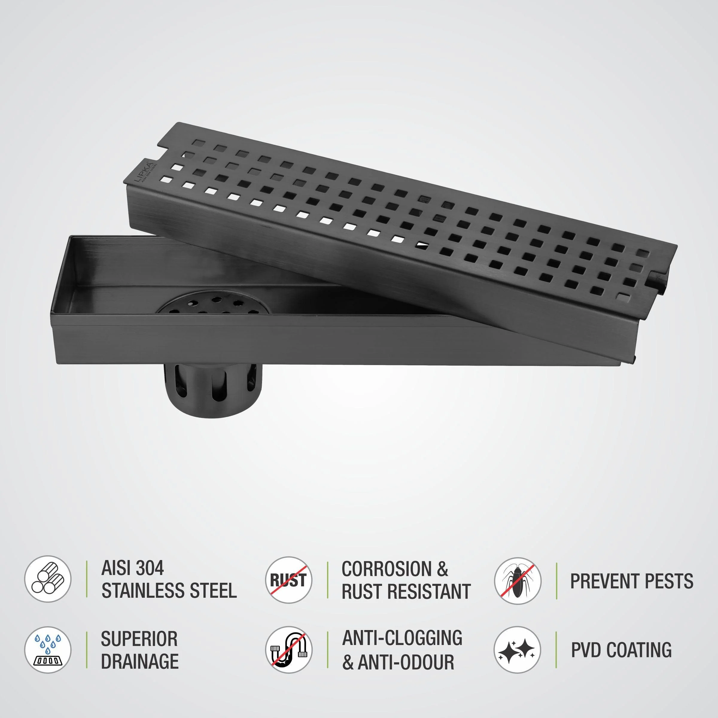 Palo Shower Drain Channel - Black (12 x 3 Inches) - LIPKA - Image 5