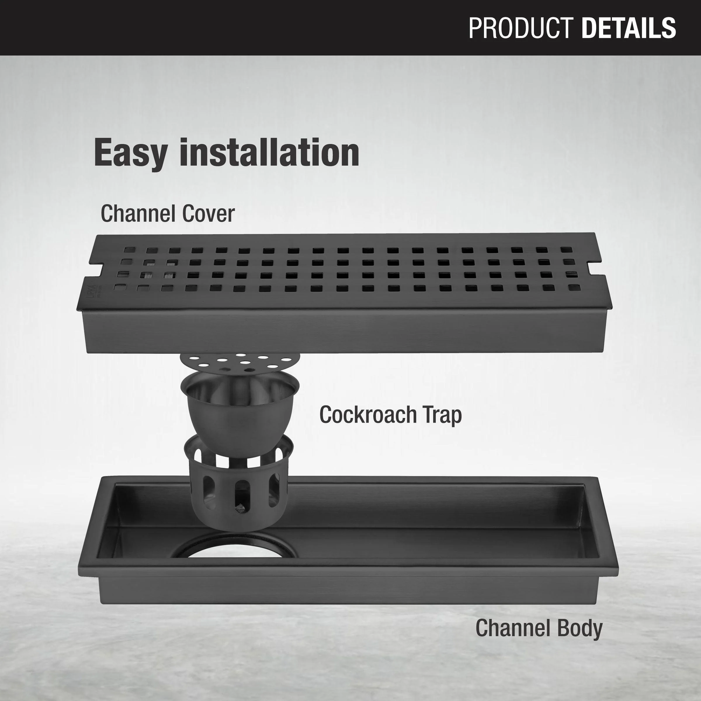 Palo Shower Drain Channel - Black (12 x 5 Inches) - LIPKA - Image 4