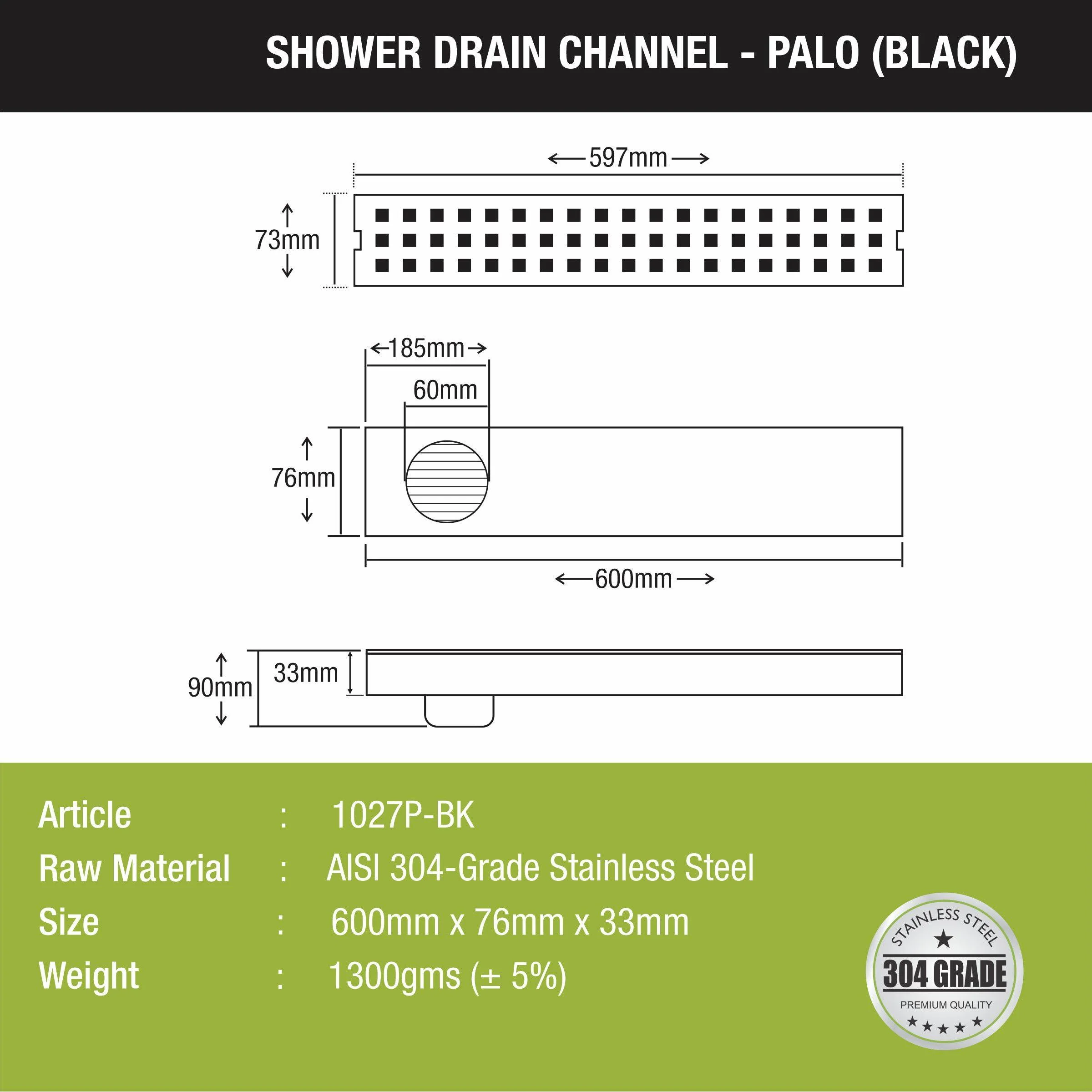 Palo Shower Drain Channel - Black (24 x 3 Inches) - LIPKA - Image 2
