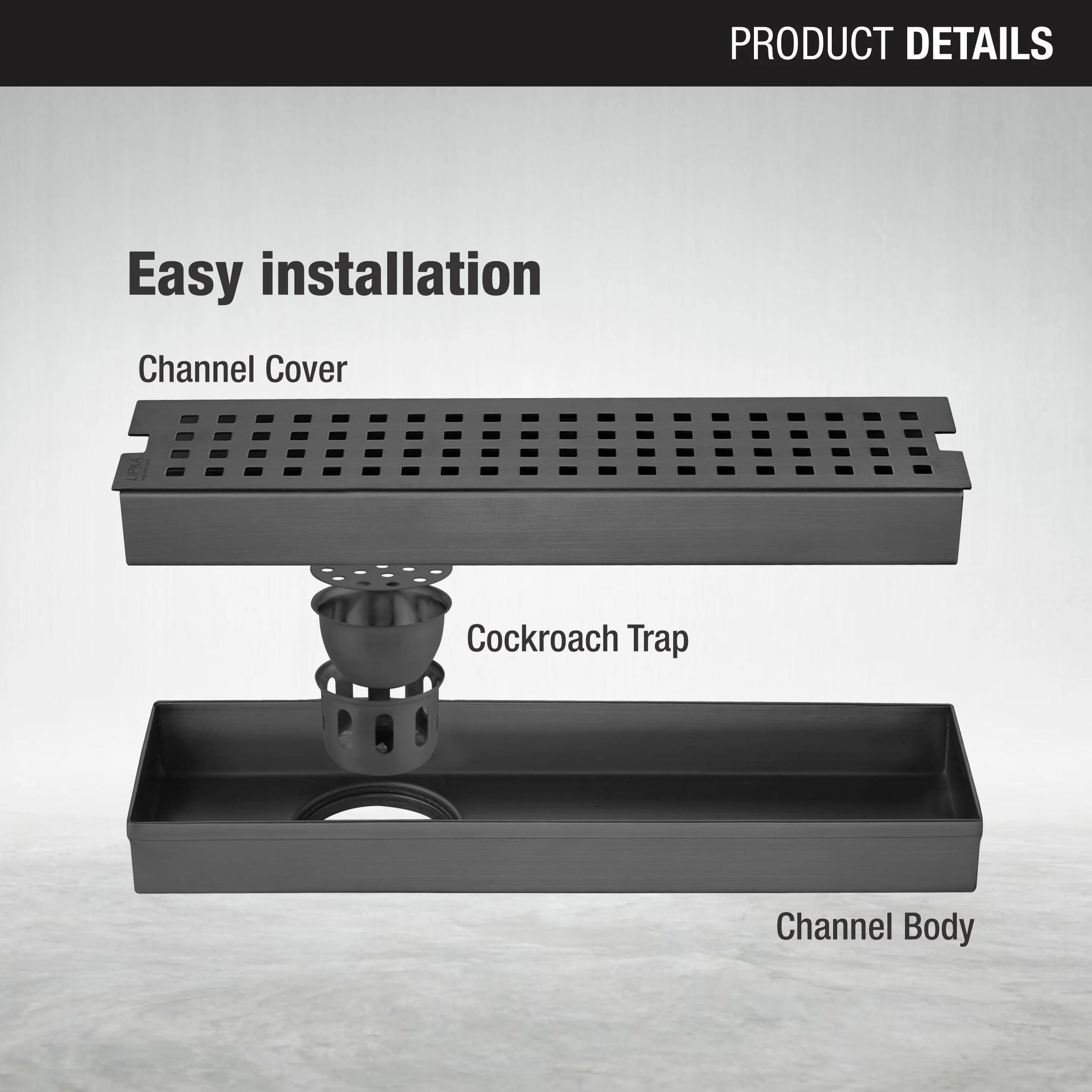 Palo Shower Drain Channel - Black (24 x 3 Inches) - LIPKA - Image 3