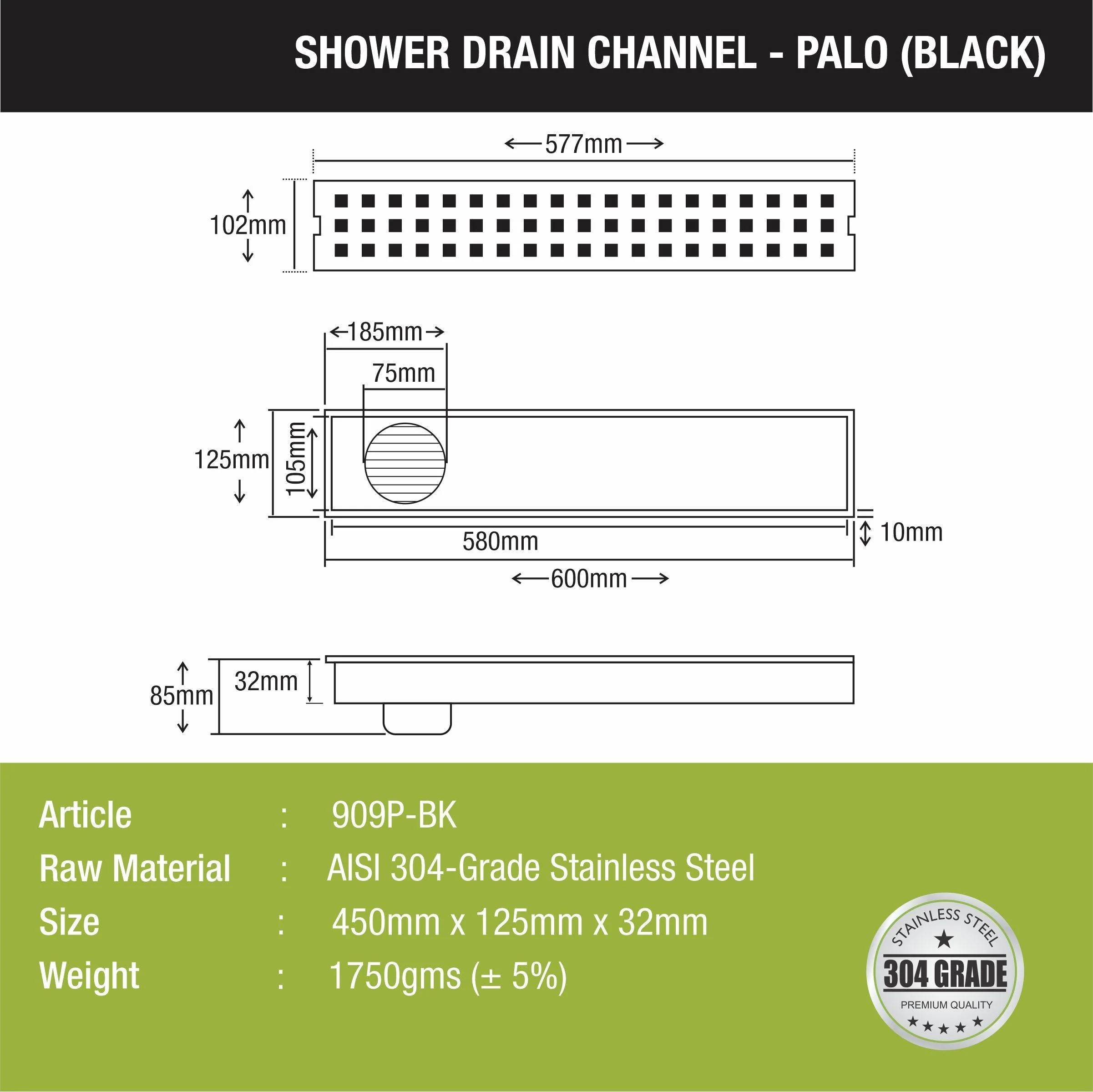 Palo Shower Drain Channel - Black (24 x 5 Inches) - LIPKA - Image 2