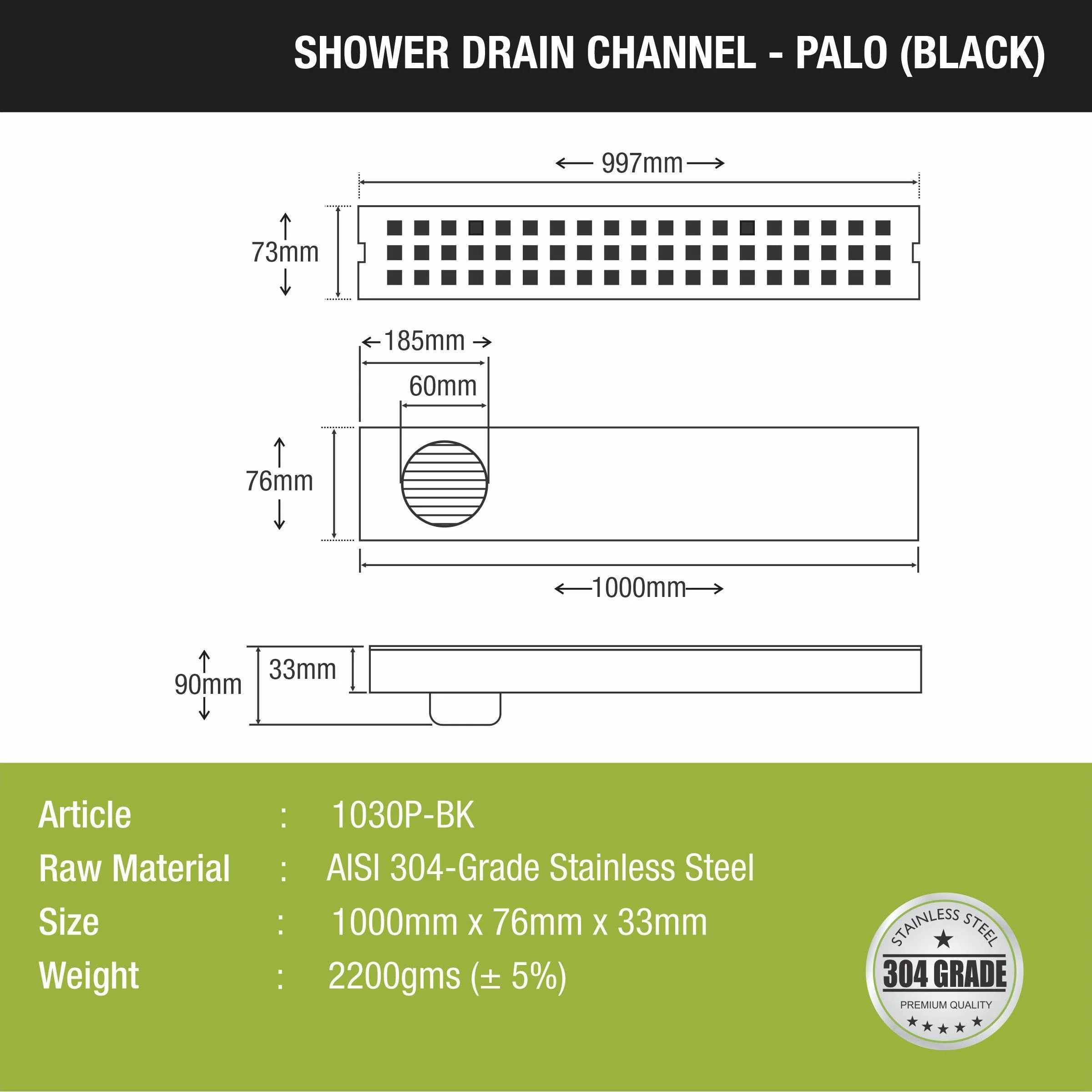 Palo Shower Drain Channel - Black (40 x 3 Inches) - LIPKA - Image 2
