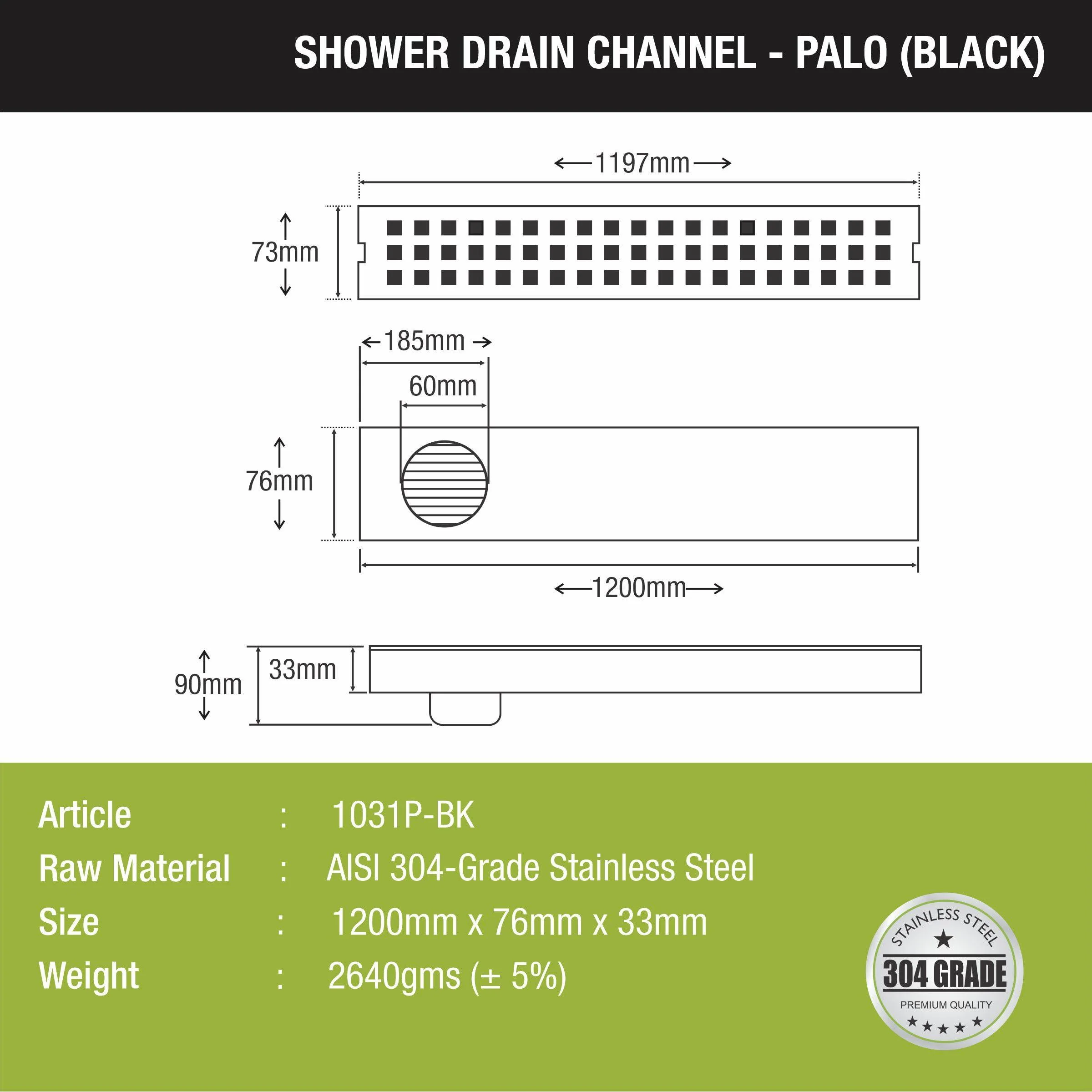 Palo Shower Drain Channel - Black (48 x 3 Inches) - LIPKA - Image 2