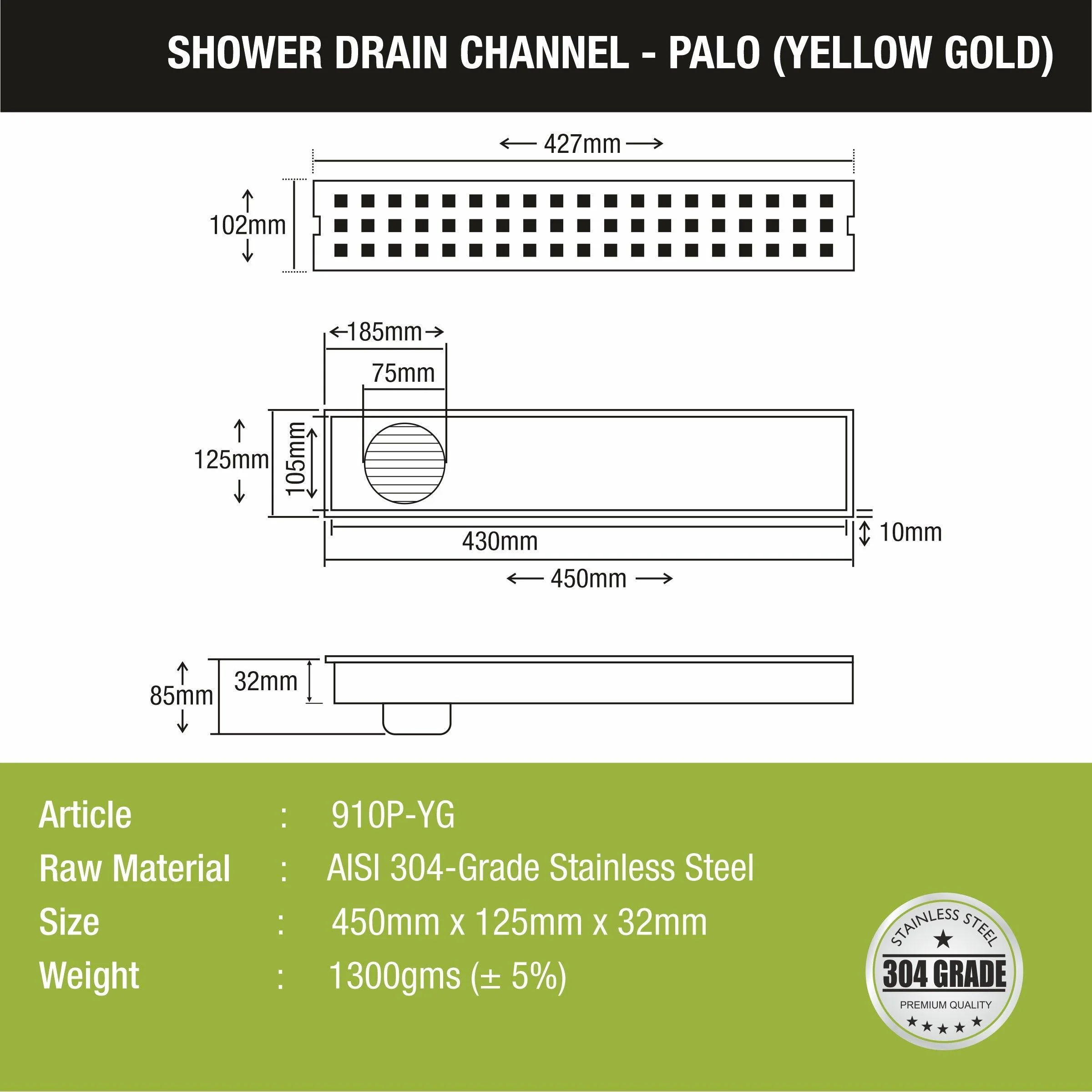 Palo Shower Drain Channel - Yellow Gold (18 x 5 Inches) - LIPKA - Image 2