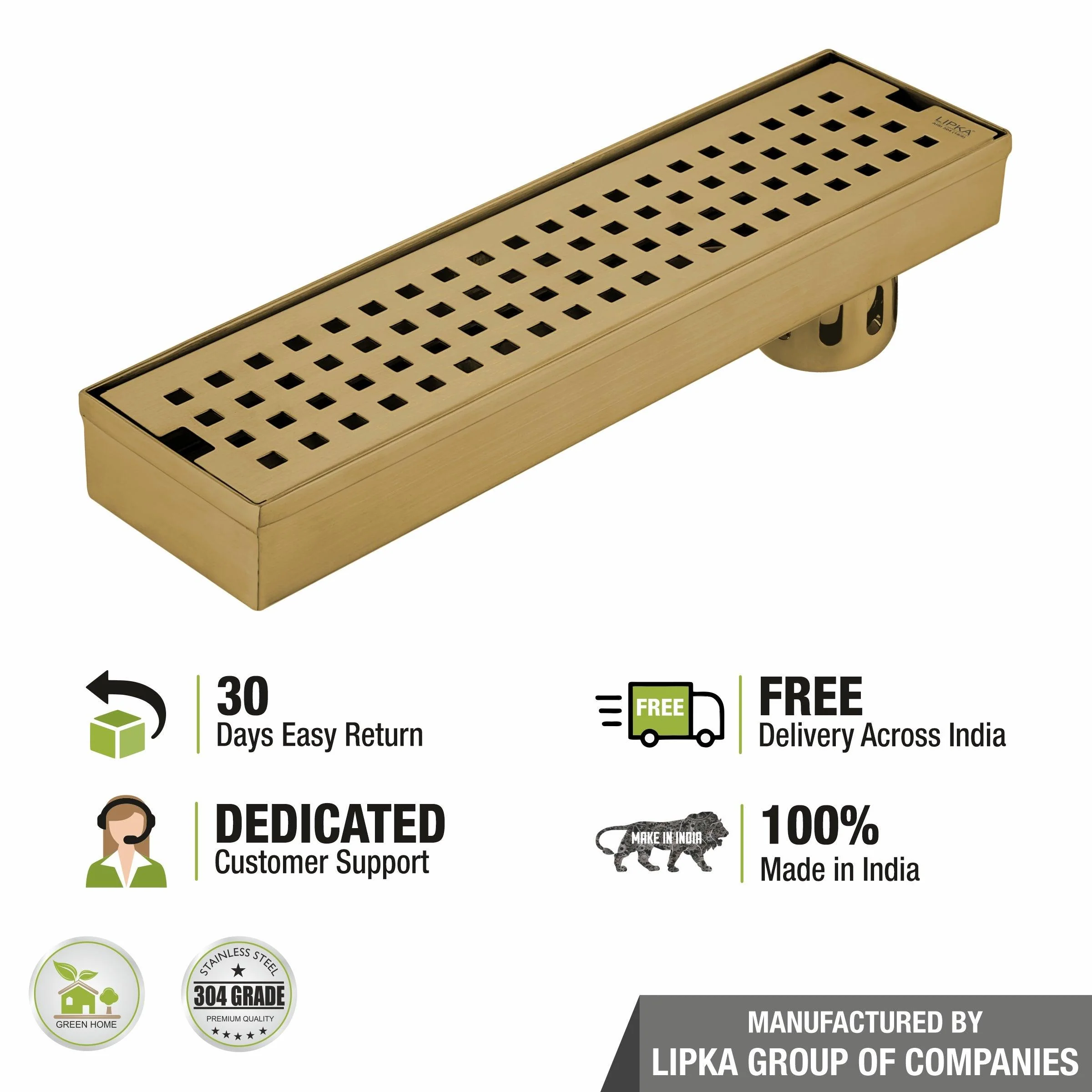 Palo Shower Drain Channel - Yellow Gold (24 x 3 Inches) - LIPKA - Image 5