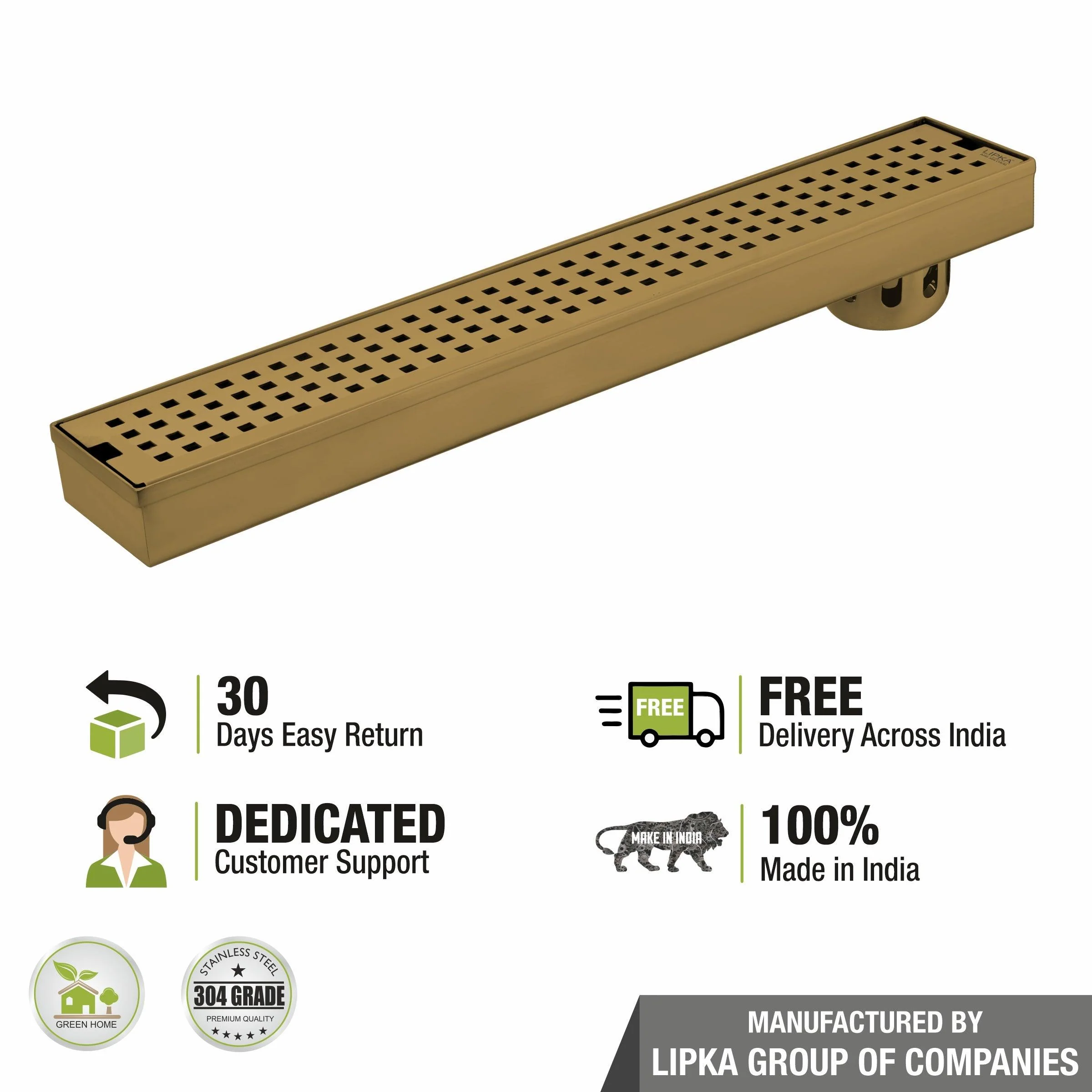 Palo Shower Drain Channel - Yellow Gold (32 x 3 Inches) - LIPKA - Image 5