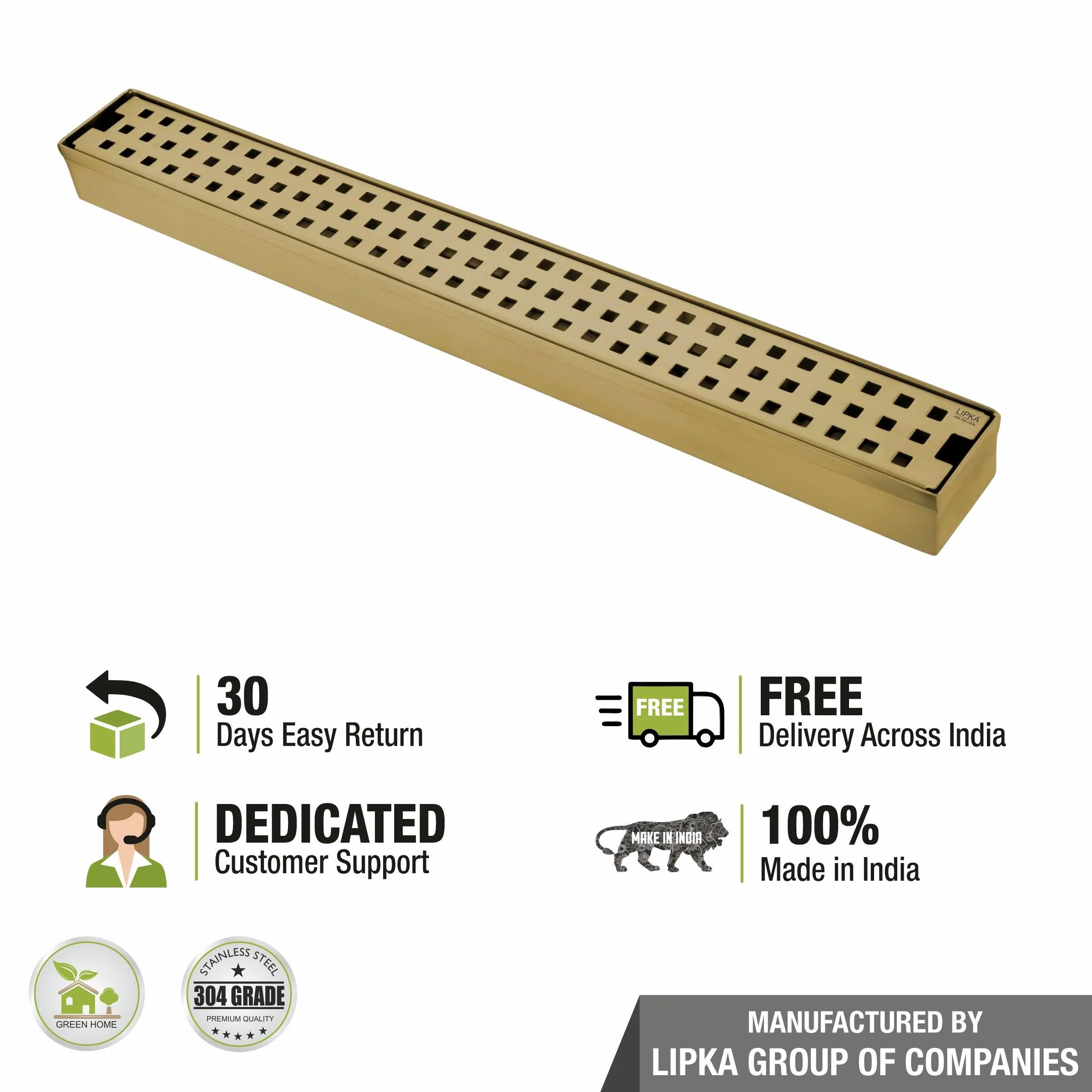 Palo Shower Drain Channel - Yellow Gold (36 x 2 Inches) - LIPKA - Image 6