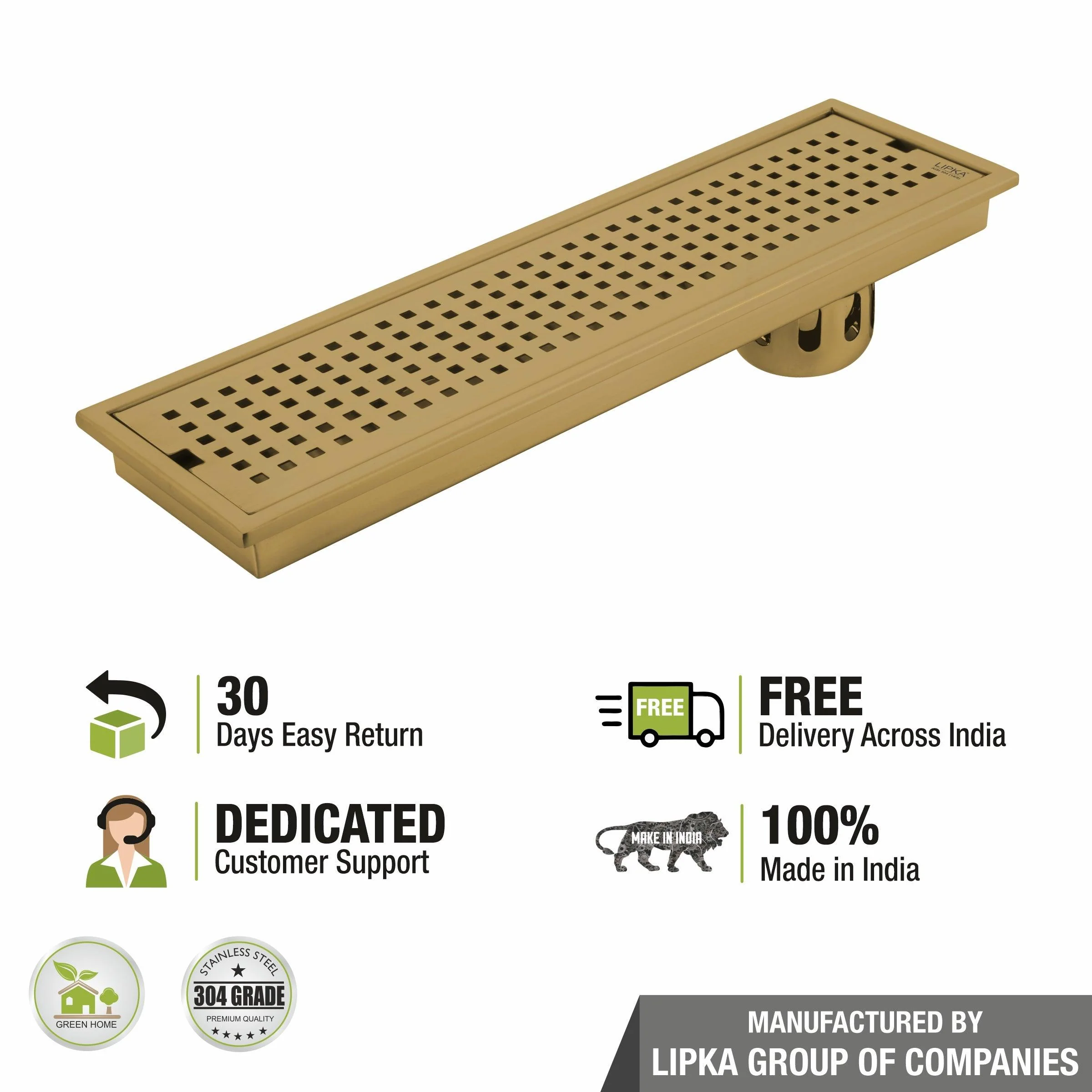 Palo Shower Drain Channel - Yellow Gold (48 x 4 Inches) - LIPKA - Image 6