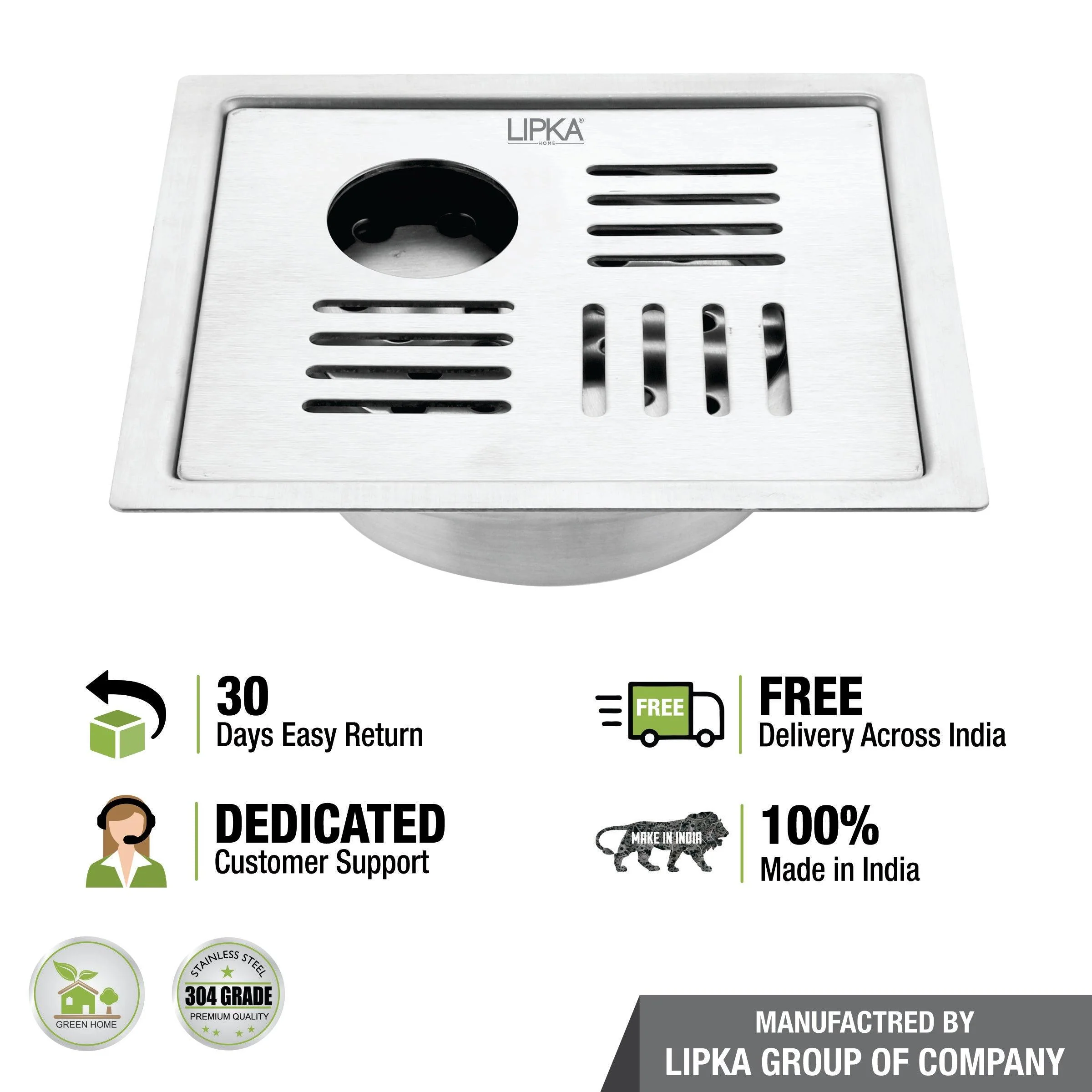 Pink Exclusive Square Flat Cut Floor Drain (6 x 6 Inches) with Hole and Cockroach Trap - LIPKA - Image 5