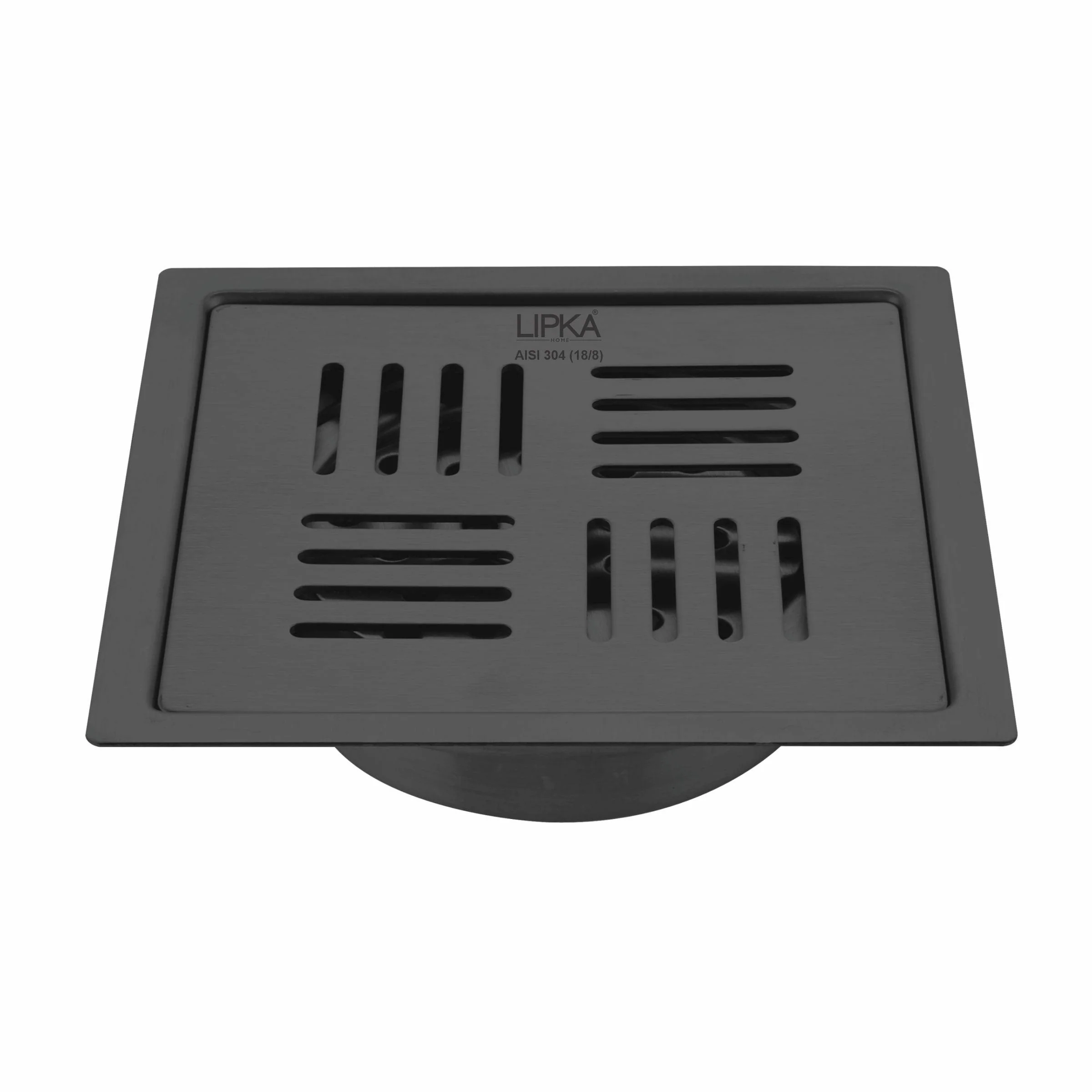 Pink Exclusive Square Flat Cut Floor Drain in Black PVD Coating (6 x 6 Inches) with Cockroach Trap - LIPKA