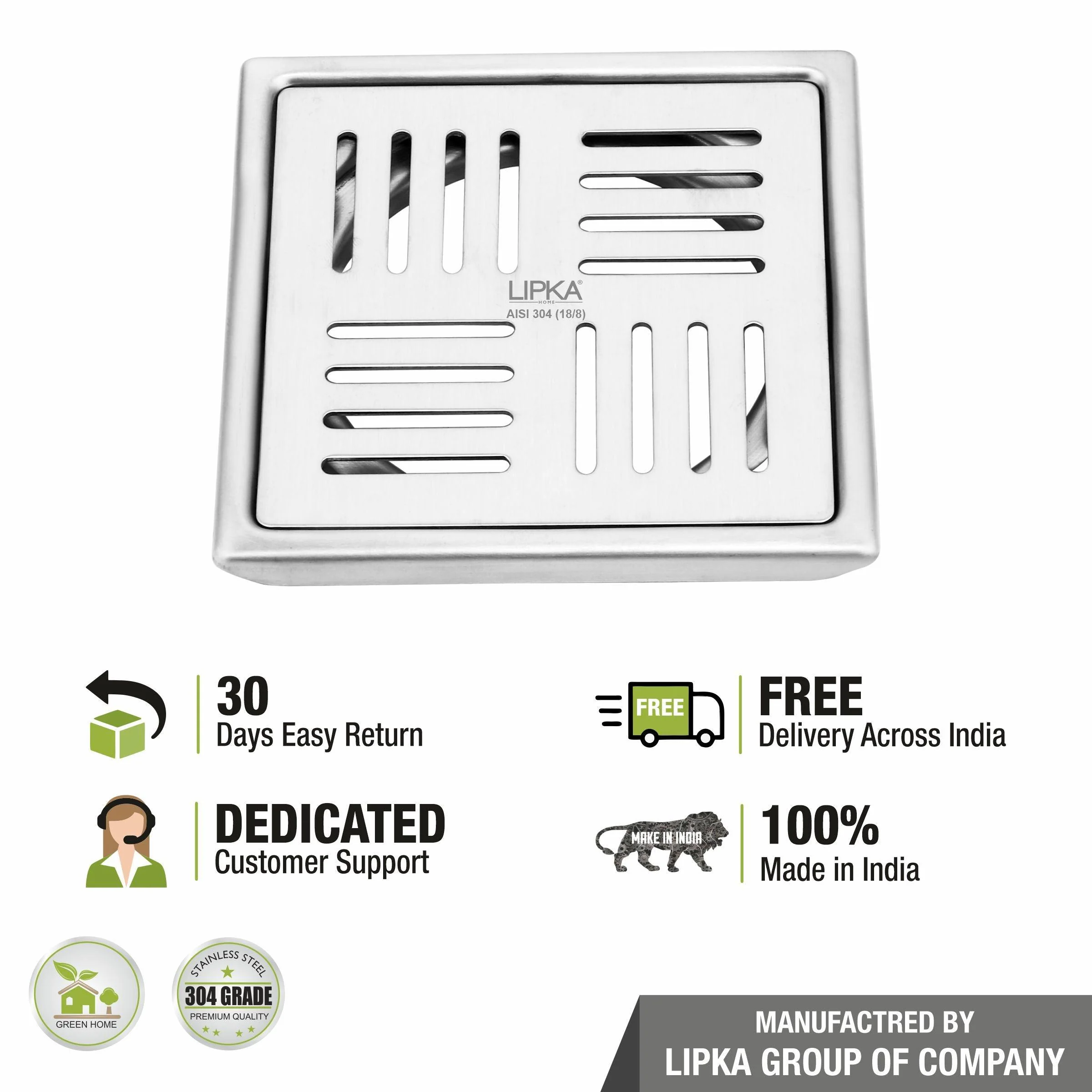 Pink Exclusive Square Floor Drain (5 x 5 Inches) - LIPKA - Image 4