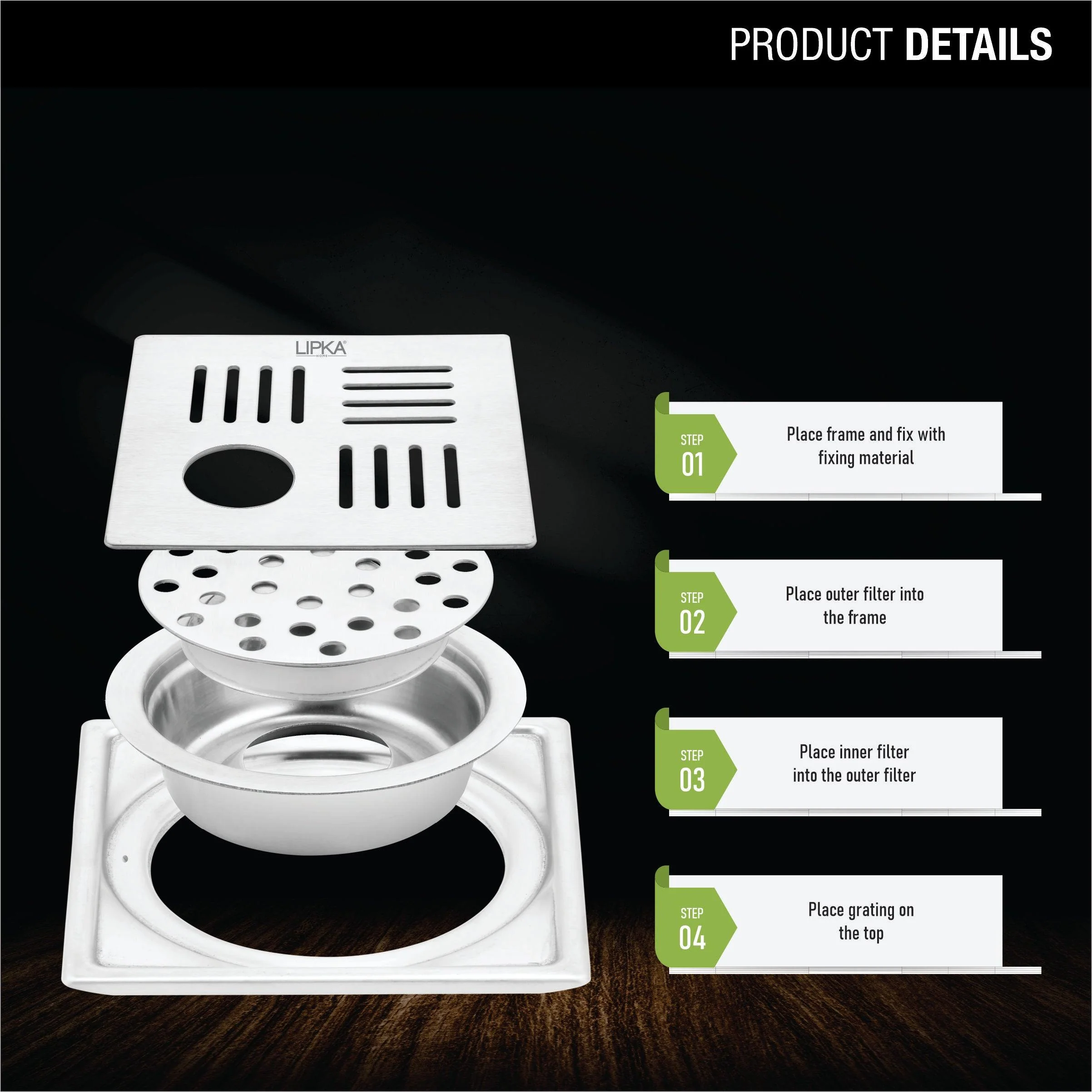 Pink Exclusive Square Floor Drain (5 x 5 Inches) with Hole and Cockroach Trap - LIPKA - Image 3