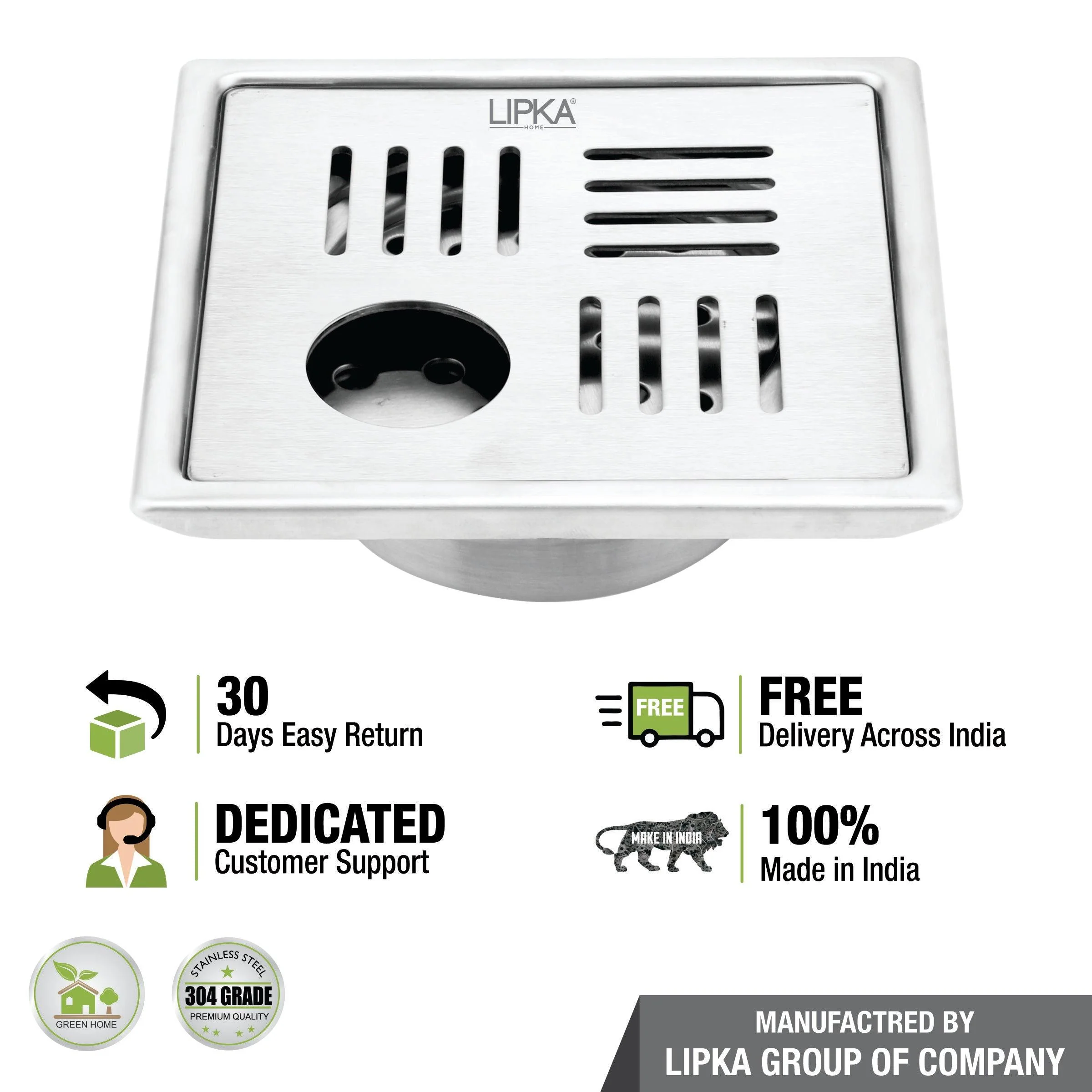 Pink Exclusive Square Floor Drain (5 x 5 Inches) with Hole and Cockroach Trap - LIPKA - Image 5