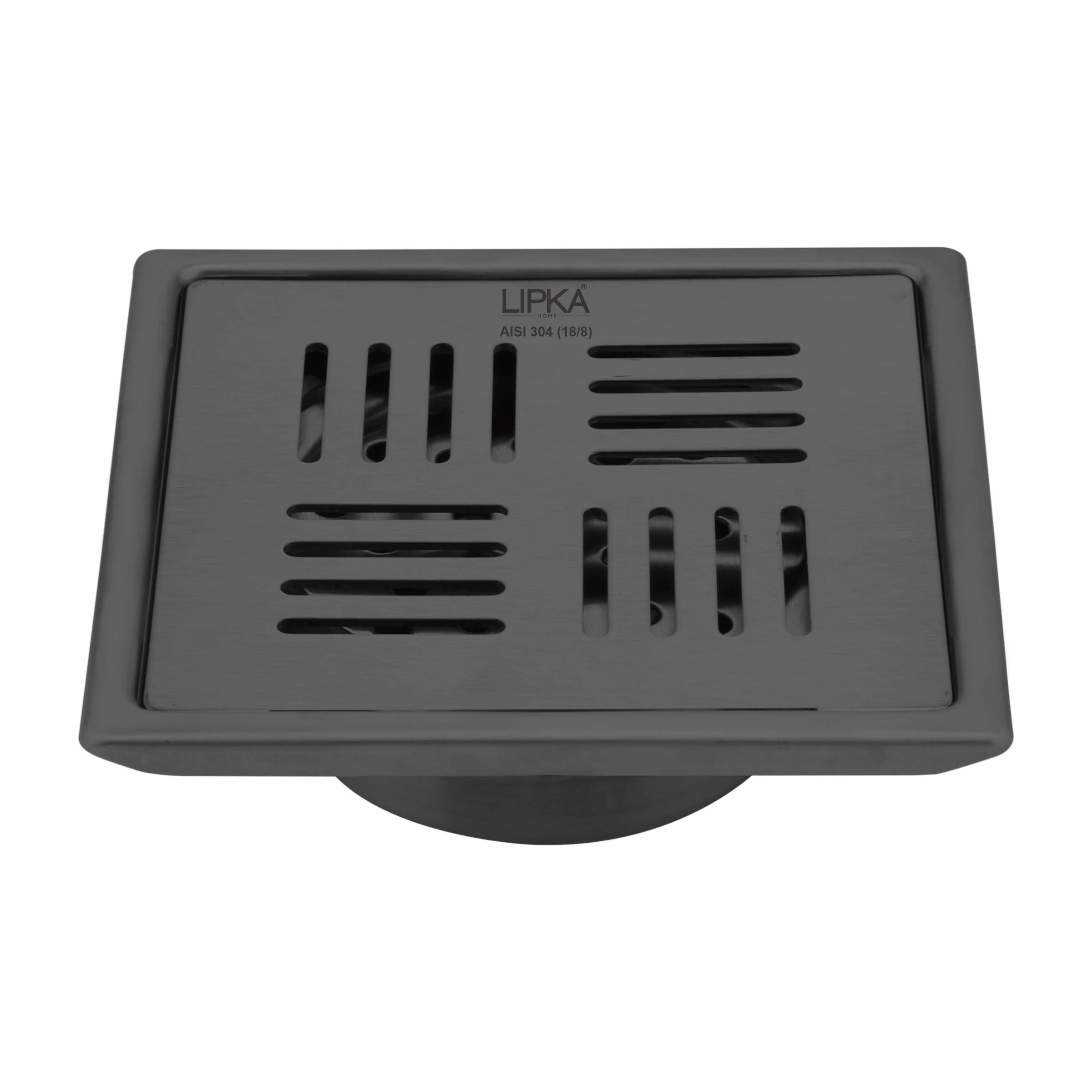 Pink Exclusive Square Floor Drain in Black PVD Coating (5 x 5 Inches) with Cockroach Trap - LIPKA