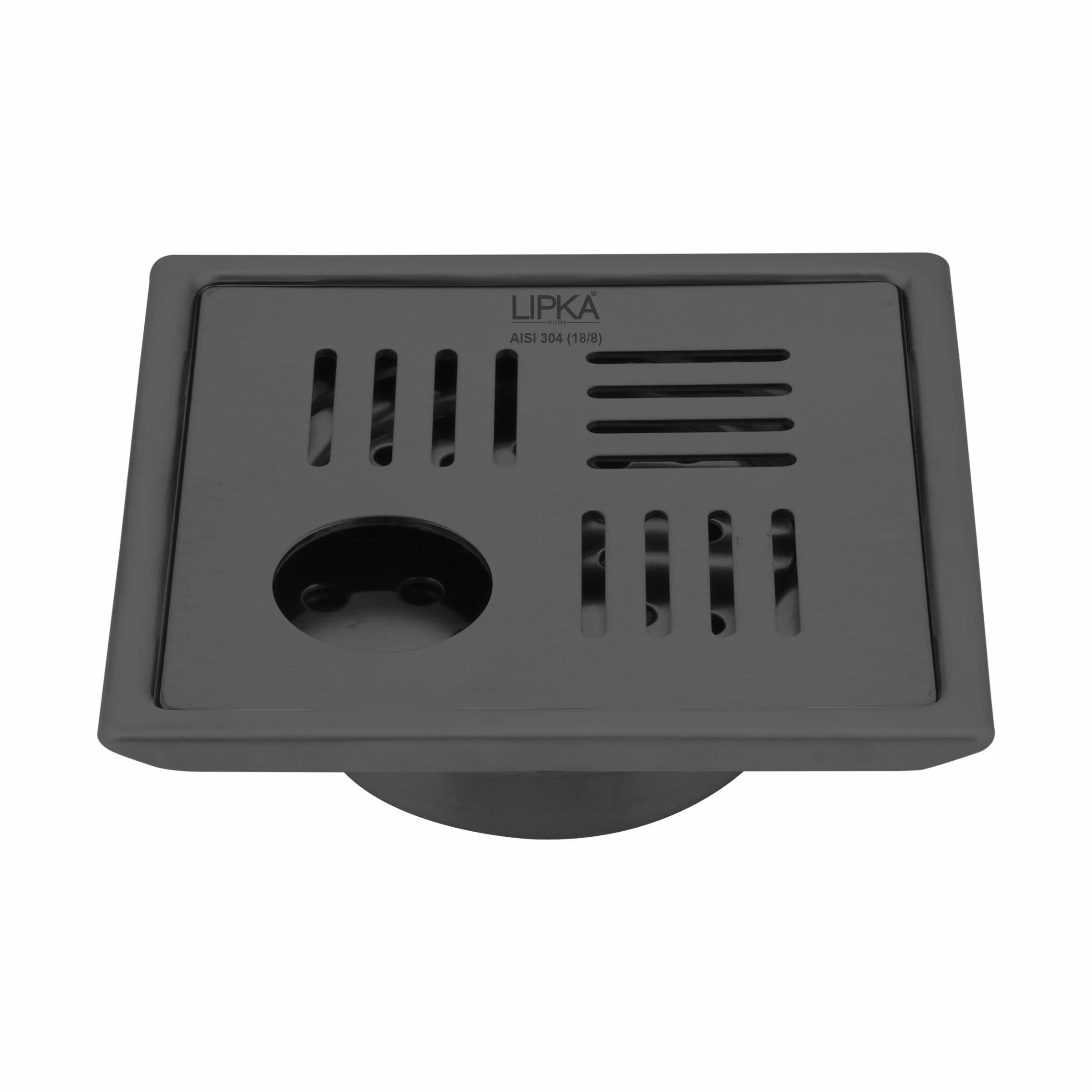 Pink Exclusive Square Floor Drain in Black PVD Coating (6 x 6 Inches) with Hole & Cockroach Trap - LIPKA