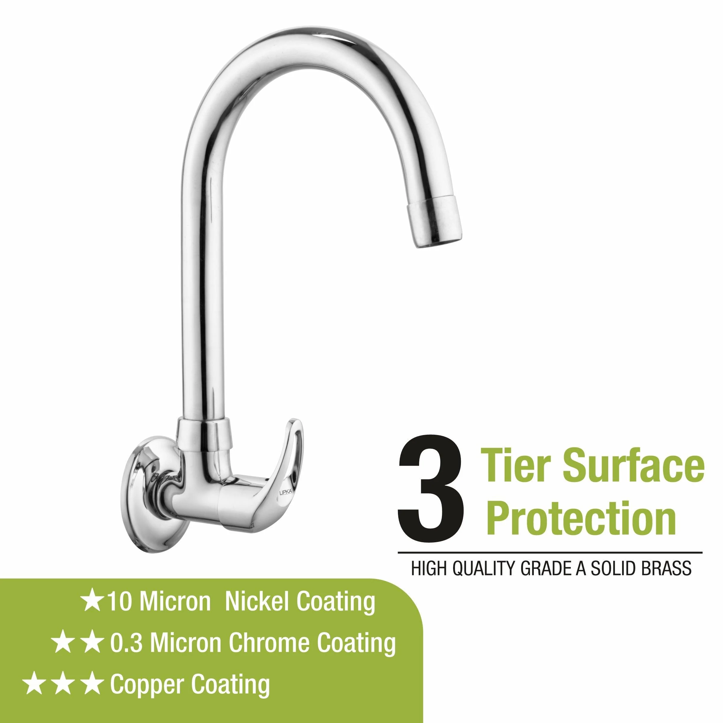 Pixel Sink Tap Brass Faucet with Round Swivel Spout (15 Inches) - LIPKA - Image 4