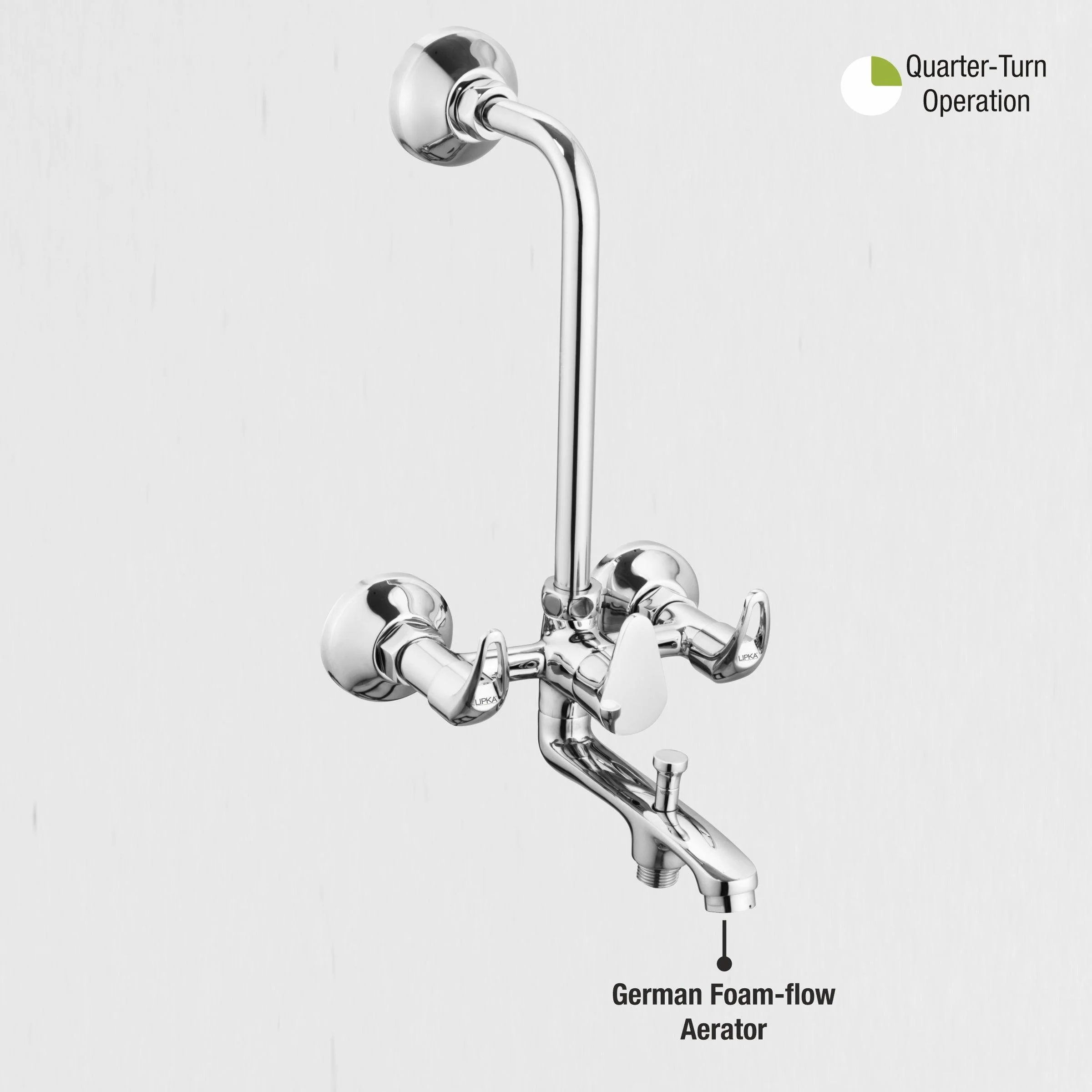 Pixel 3 in 1 Wall Mixer Brass Faucet with L Bend - LIPKA - Image 5