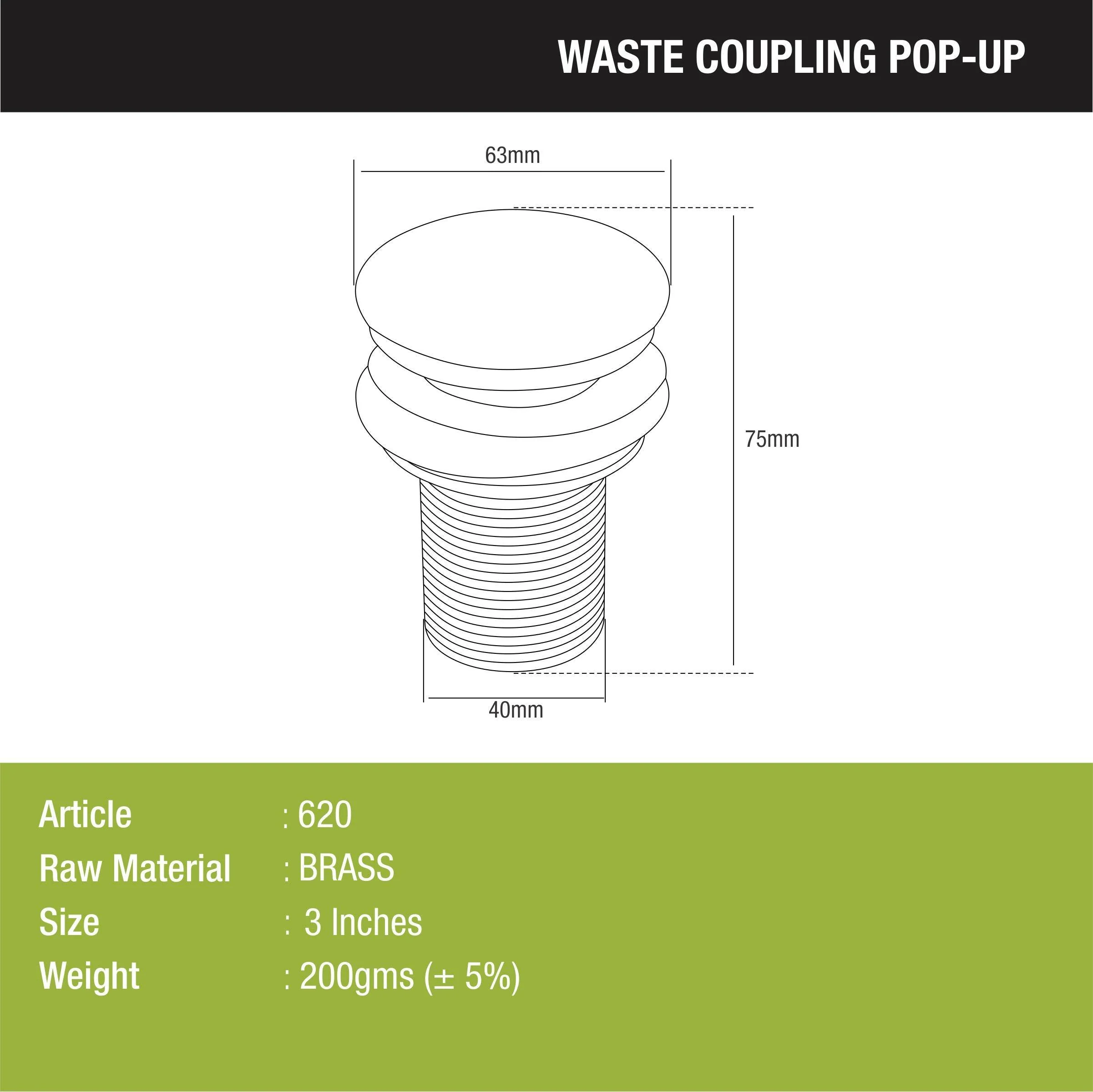 Pop-Up Brass Waste Coupling (3 Inches) - LIPKA - Image 2