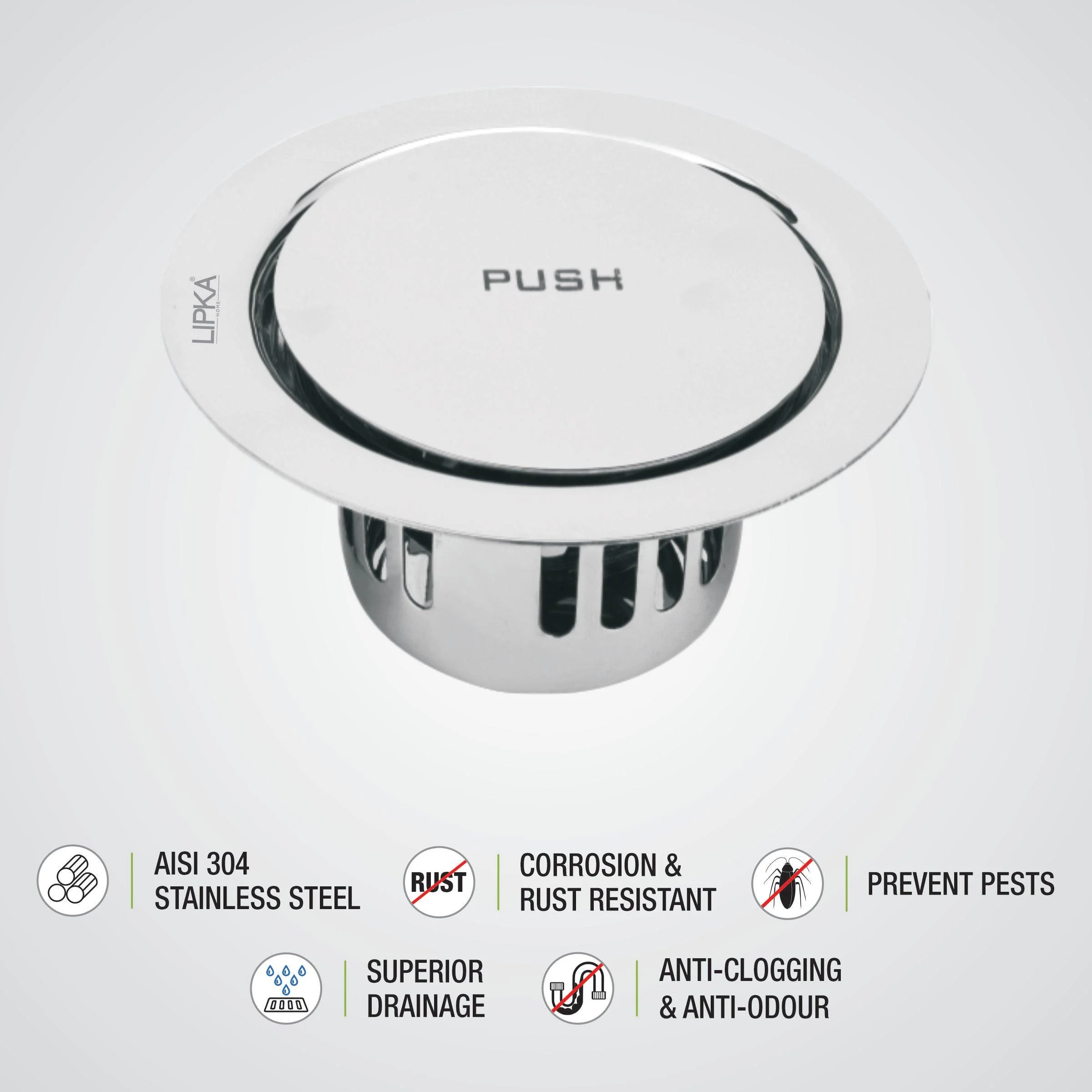 Pop-Up Round Floor Drain (5.5 inches) with Cockroach Trap - LIPKA - Image 3