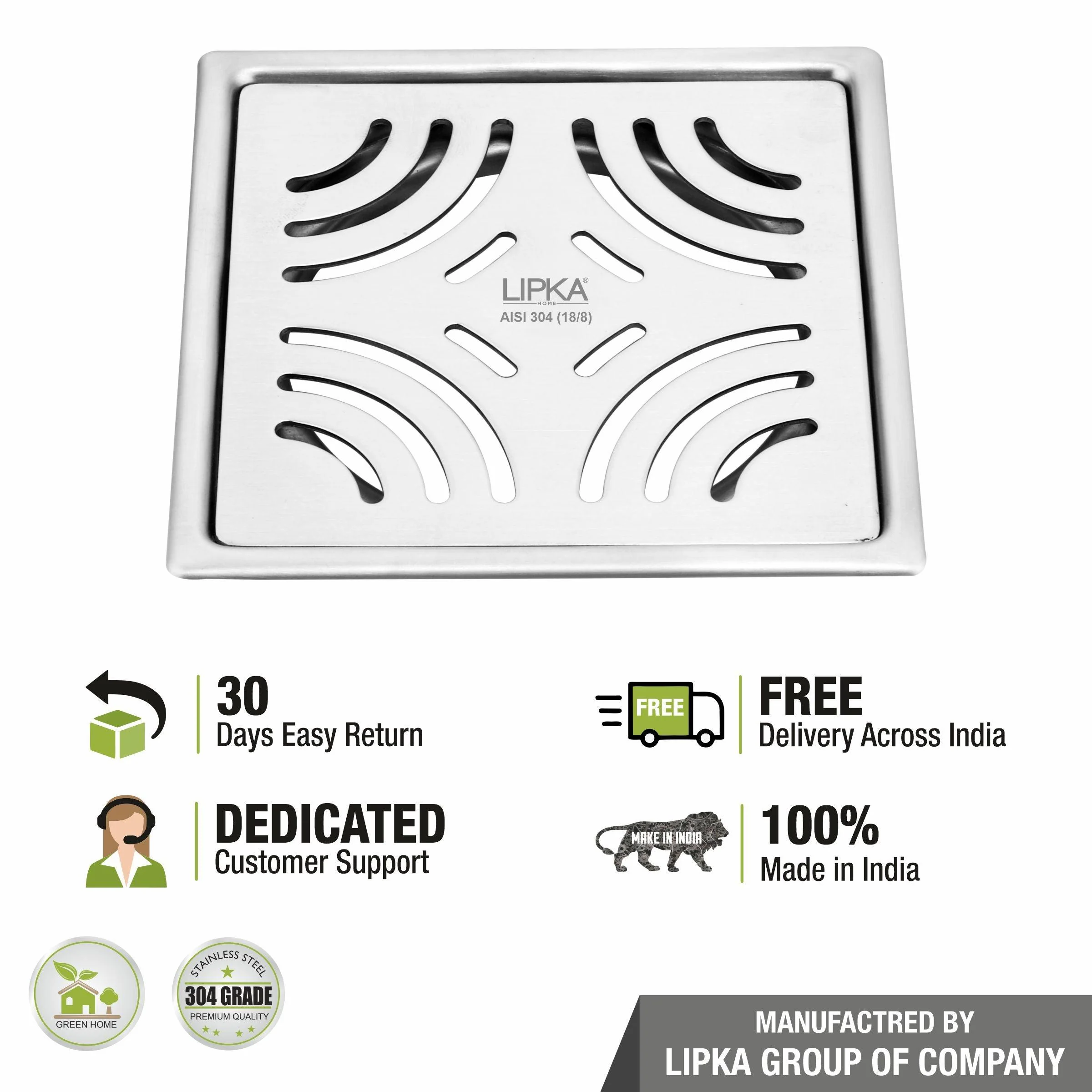 Purple Exclusive Square Flat Cut Floor Drain (5 x 5 Inches) - LIPKA - Image 5