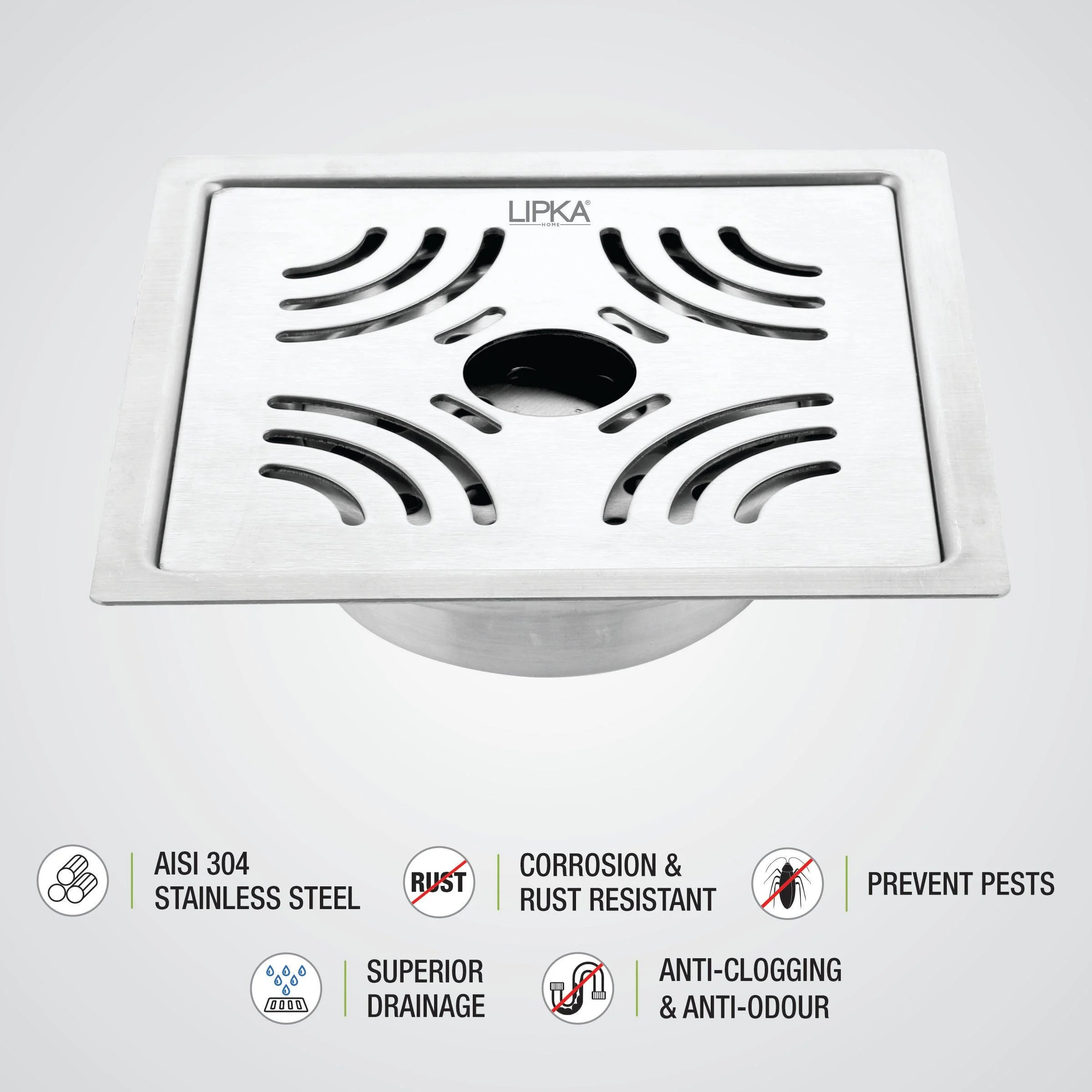 Purple Exclusive Square Flat Cut Floor Drain (6 x 6 Inches) with Hole and Cockroach Trap - LIPKA - Image 4
