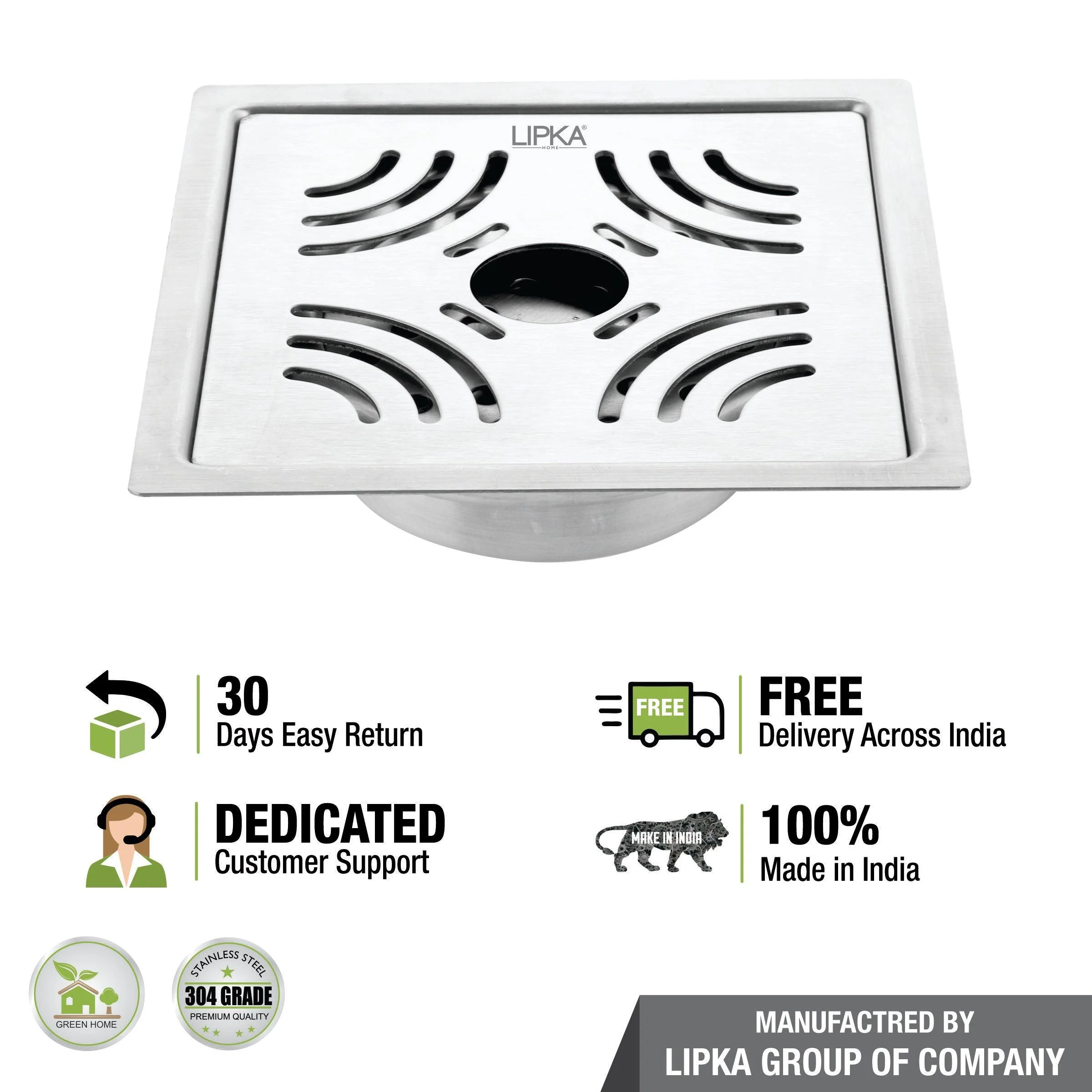 Purple Exclusive Square Flat Cut Floor Drain (6 x 6 Inches) with Hole and Cockroach Trap - LIPKA - Image 5
