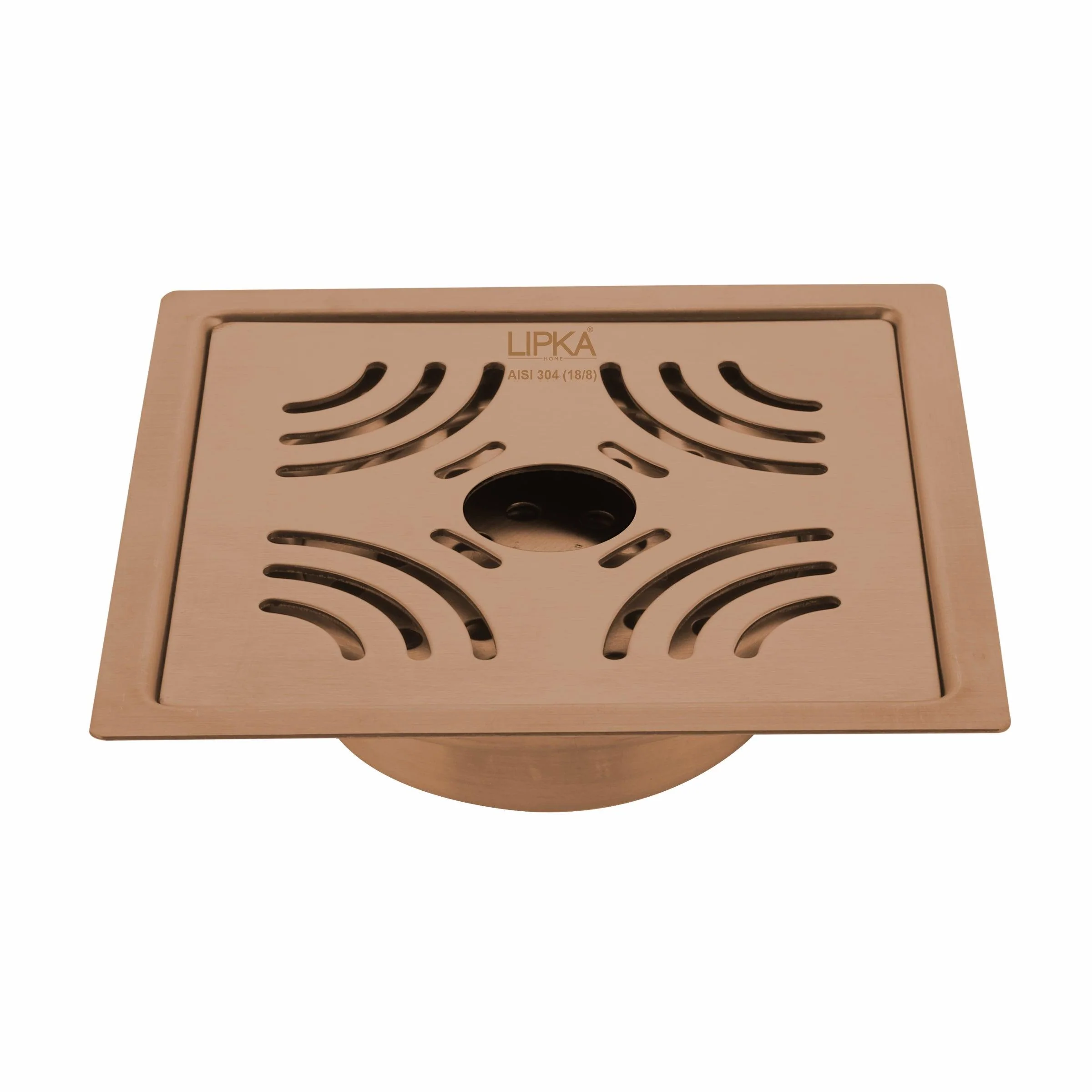 Purple Exclusive Square Flat Cut Floor Drain in Antique Copper PVD Coating (6 x 6 Inches) with Hole & Cockroach Trap - LIPKA