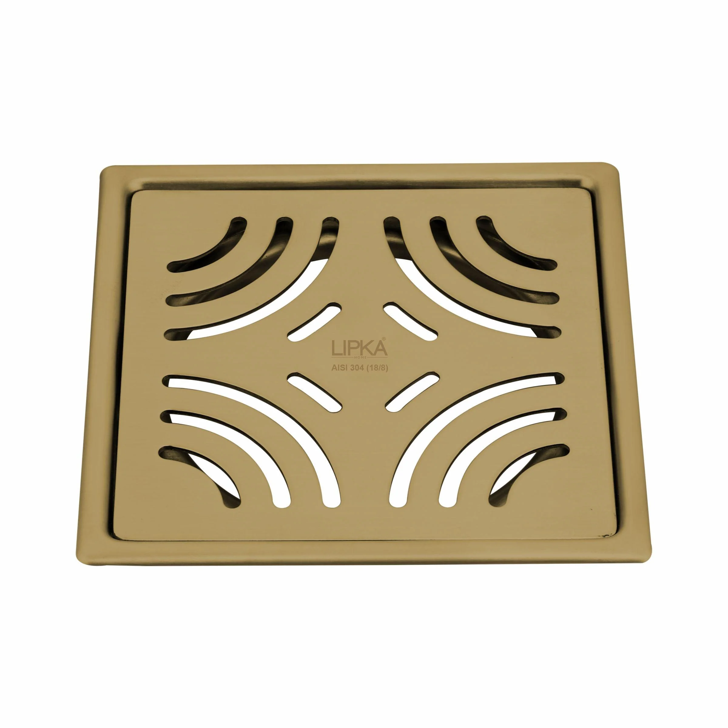 Purple Exclusive Square Flat Cut Floor Drain in Yellow Gold PVD Coating (6 x 6 Inches) - LIPKA