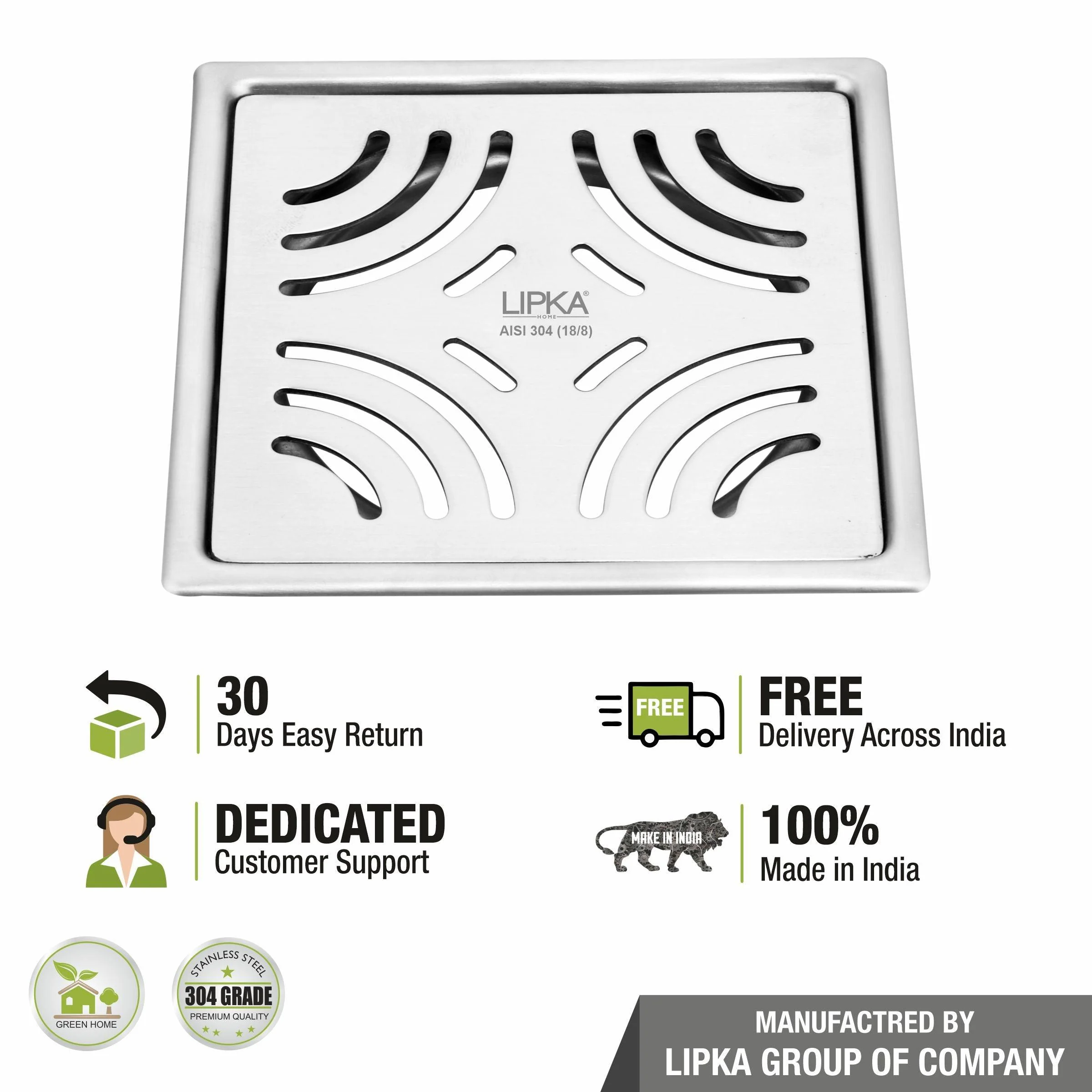 Purple Exclusive Square Flat Cut Floor Drain(6 x 6 Inches) - LIPKA - Image 4