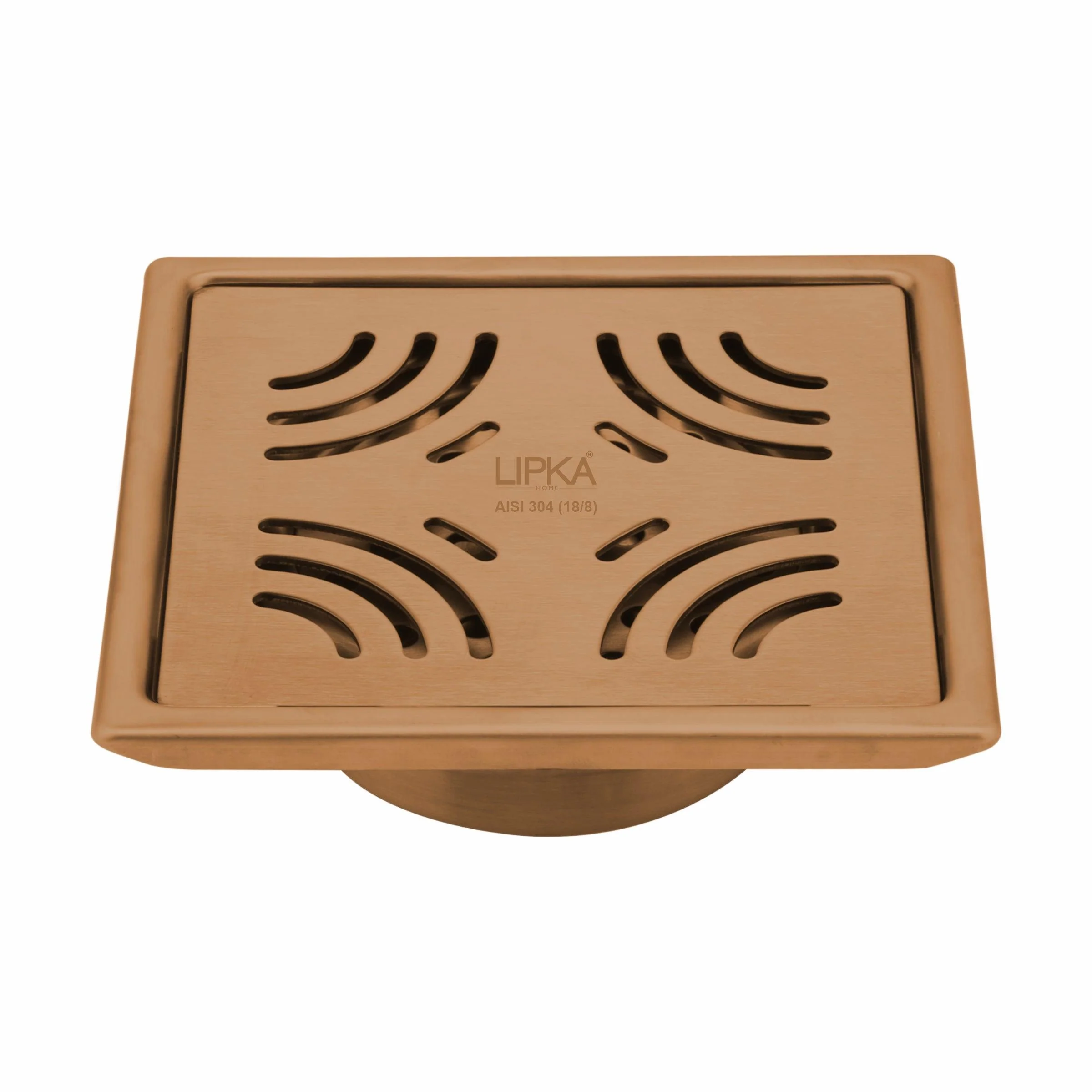 Purple Exclusive Square Floor Drain in Antique Copper PVD Coating (6 x 6 Inches) with Cockroach Trap - LIPKA