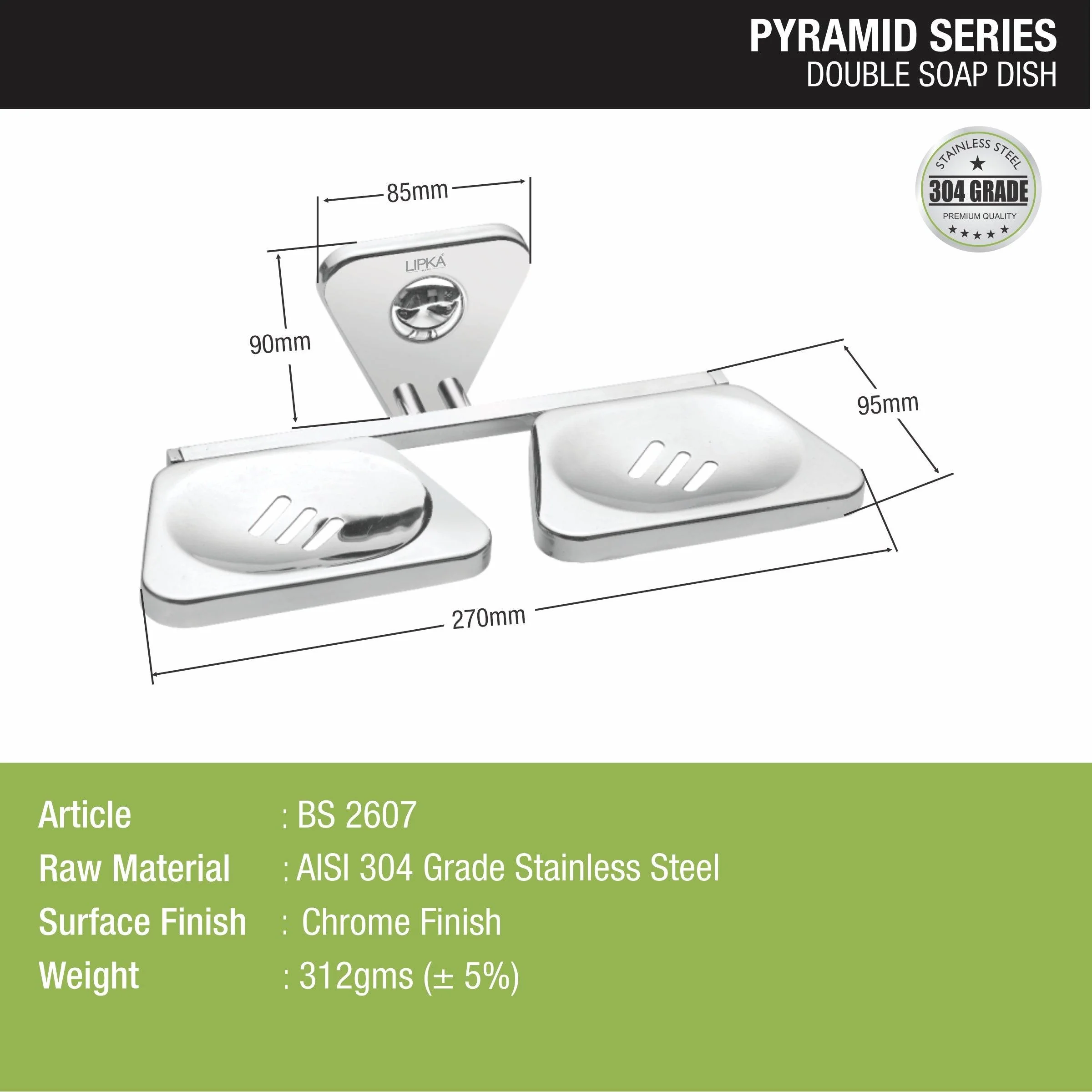 Pyramid 304-Grade Double Soap Dish - LIPKA - Image 2