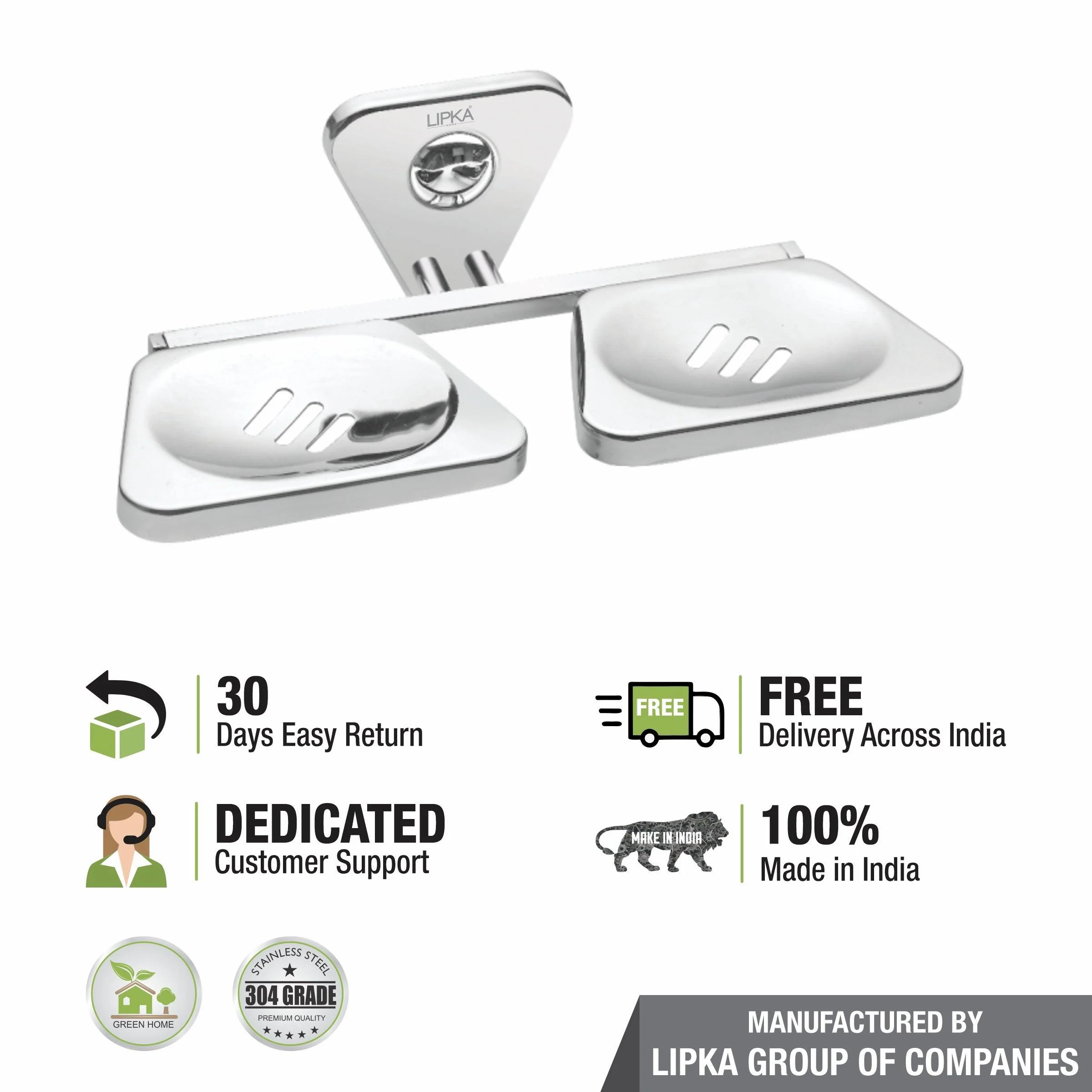 Pyramid 304-Grade Double Soap Dish - LIPKA - Image 3