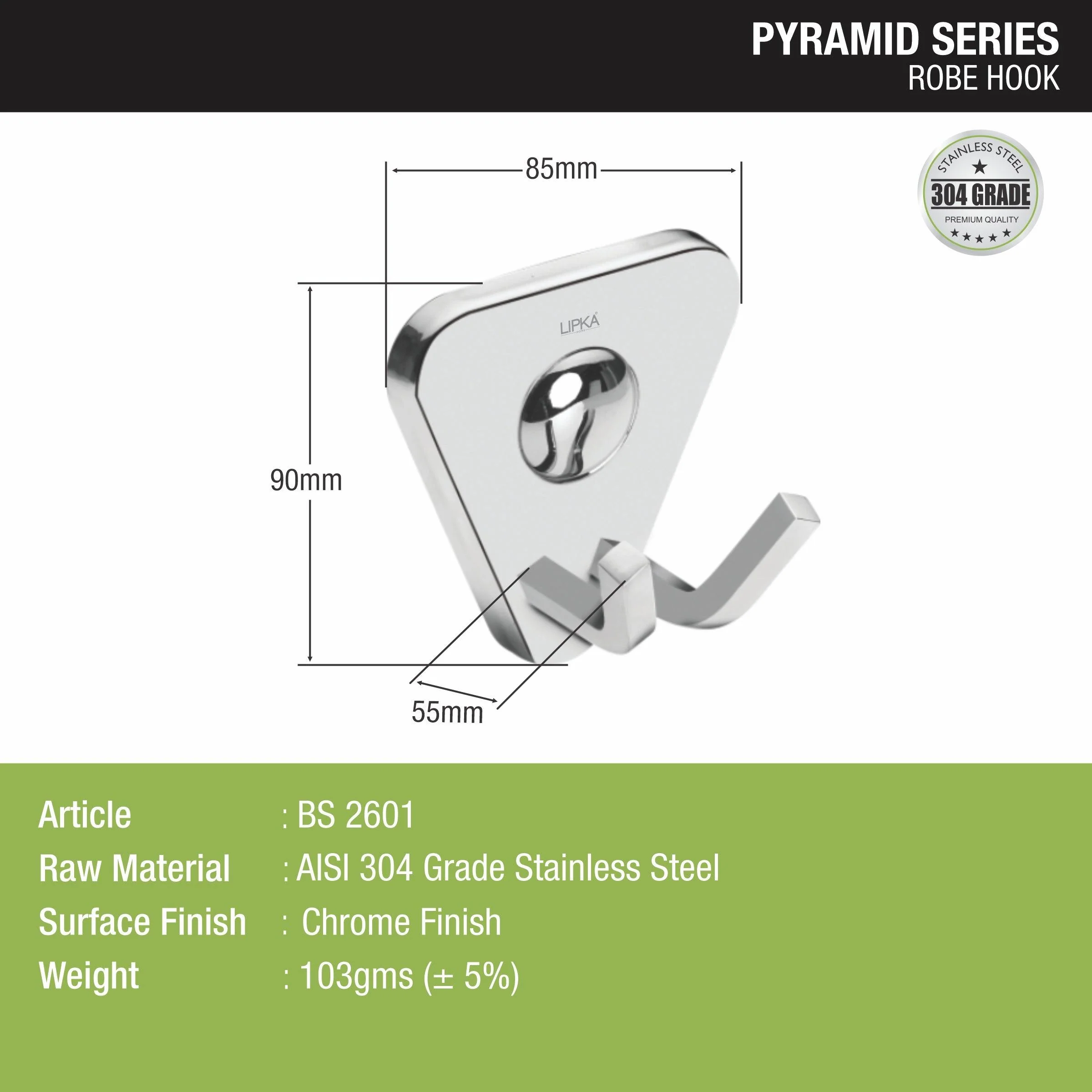 Pyramid 304-Grade Robe Hook - LIPKA - Image 2