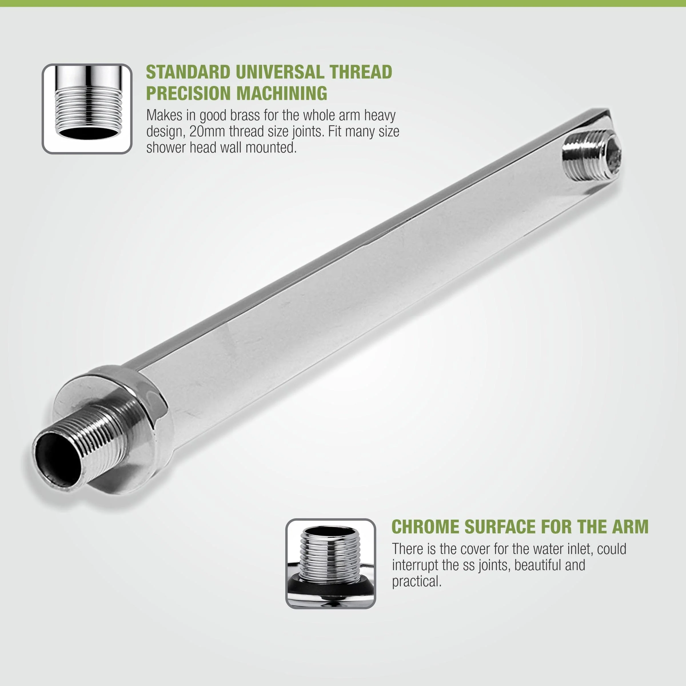 Rectangular Shower Arm (18 Inches) - LIPKA - Image 3